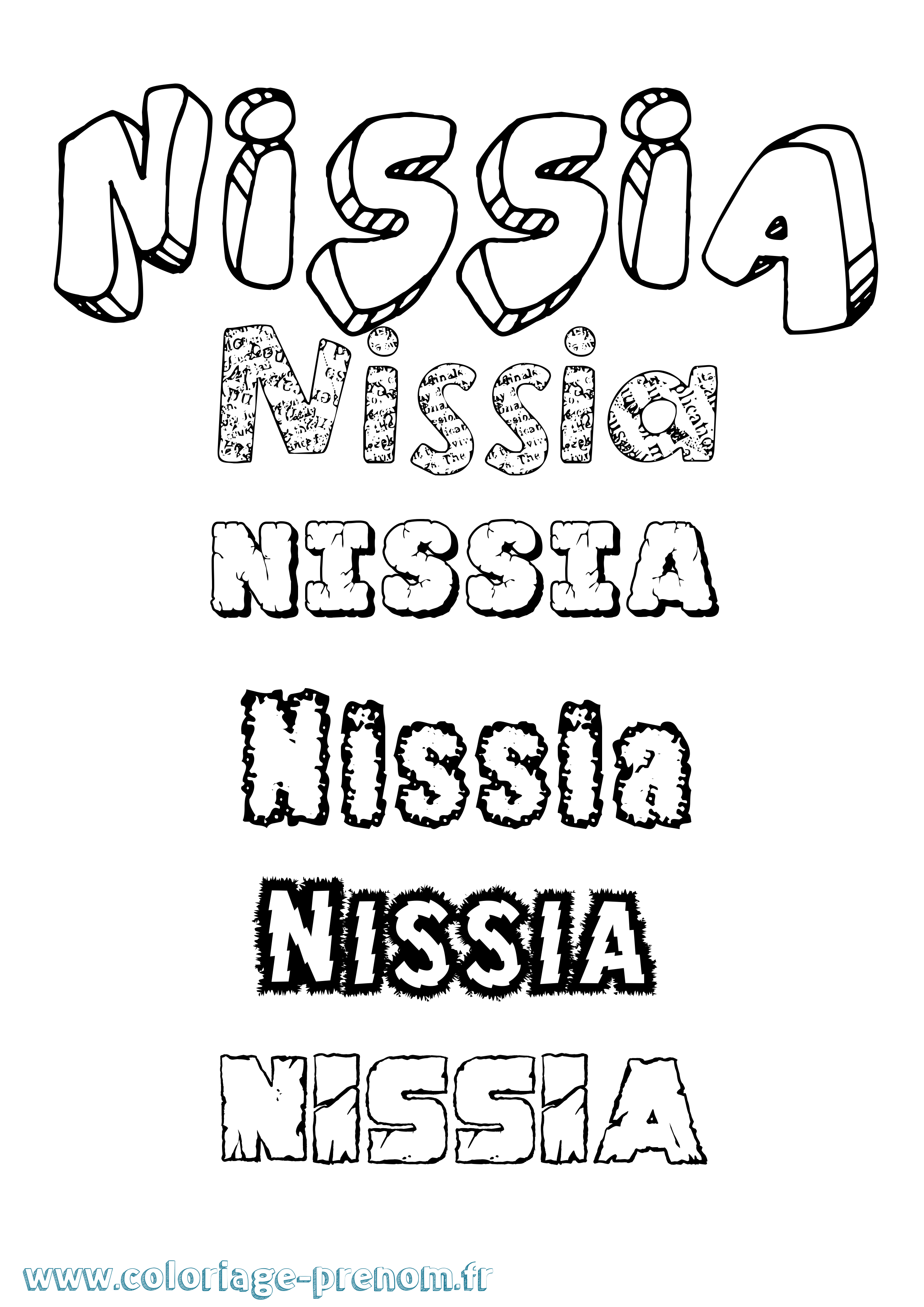 Coloriage Nissia Destructuré Coloriage prénom Nissia Destructuré