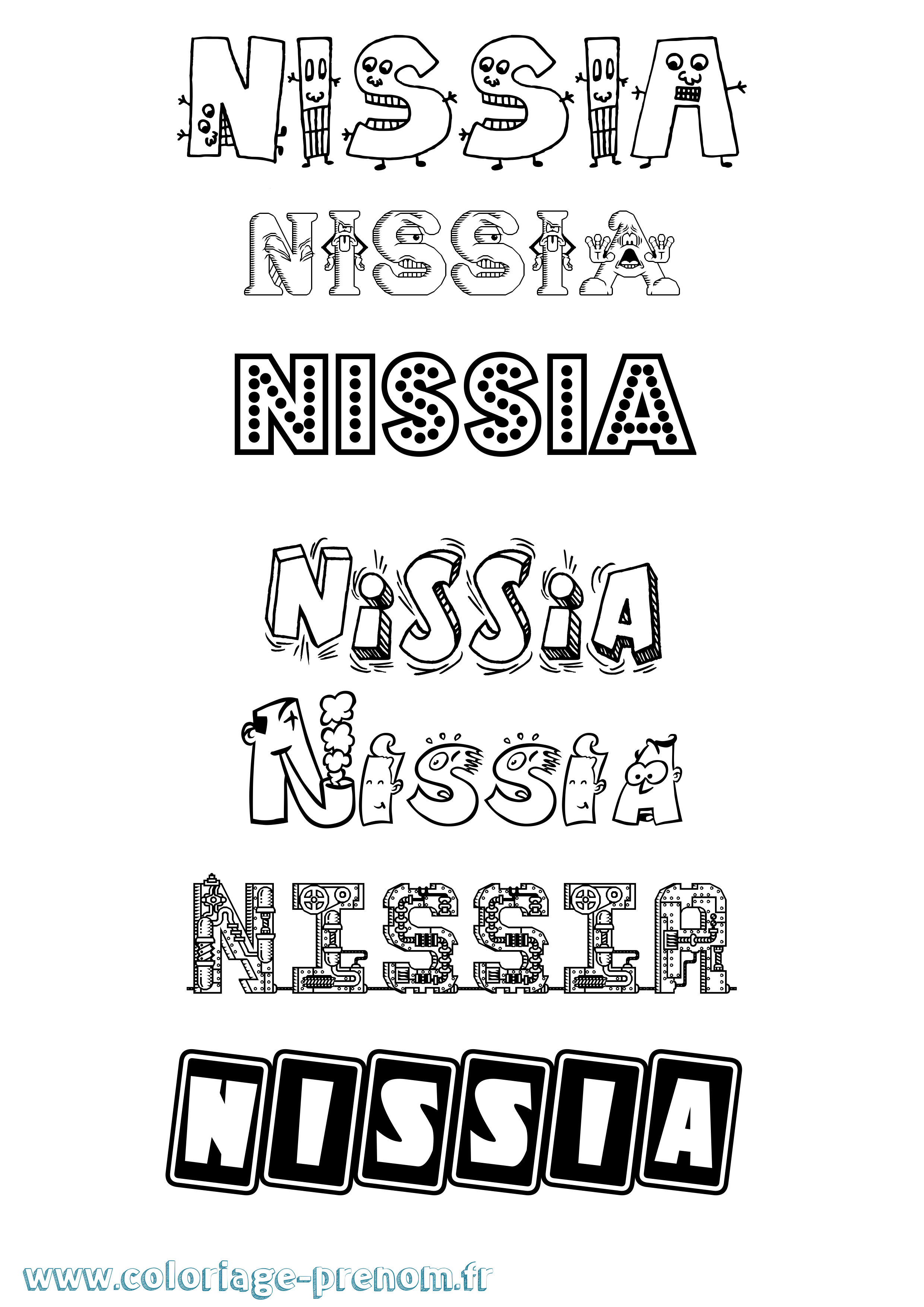 Coloriage Nissia Fun Coloriage prénom Nissia Fun