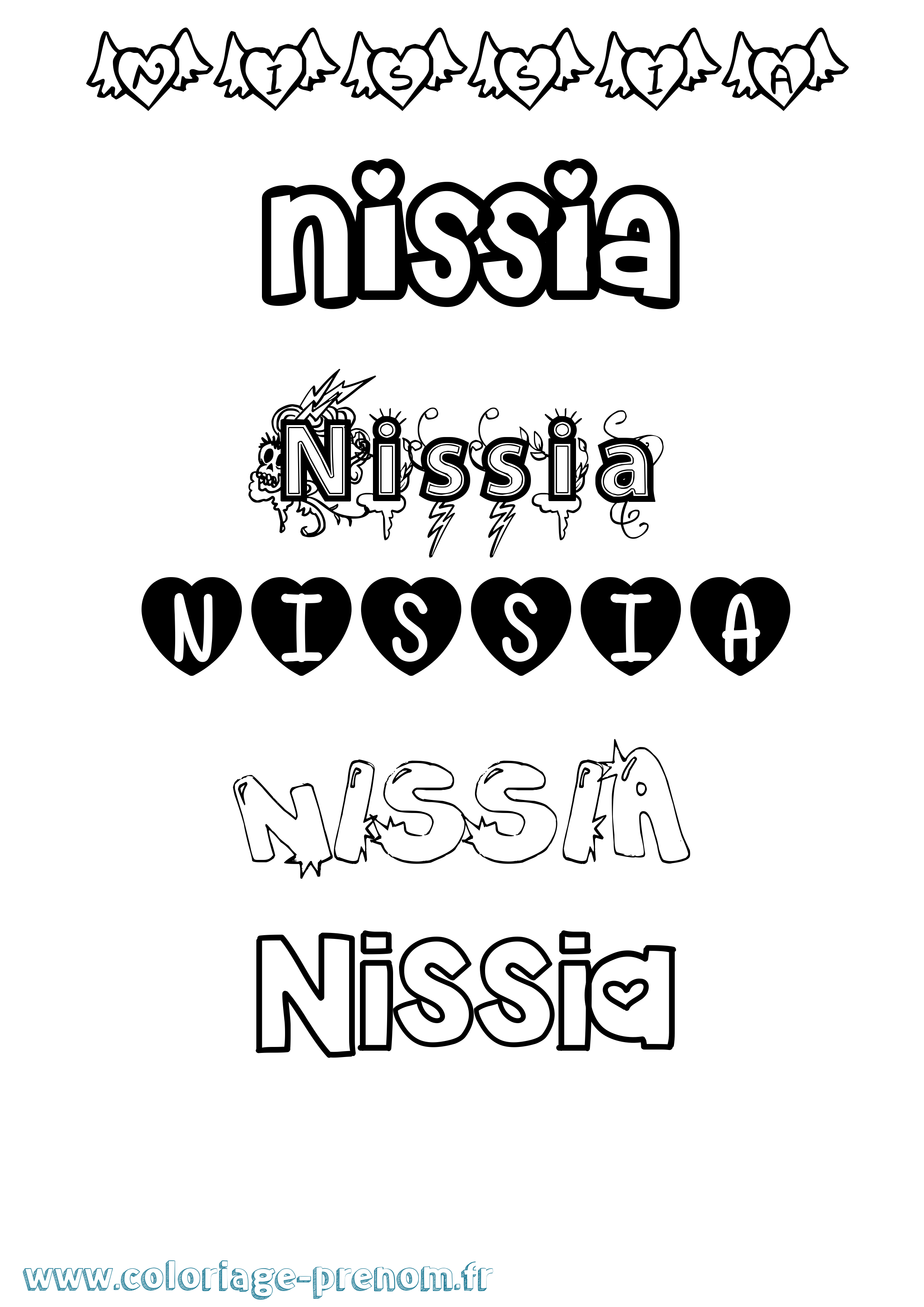 Coloriage Nissia Girly Coloriage prénom Nissia Girly