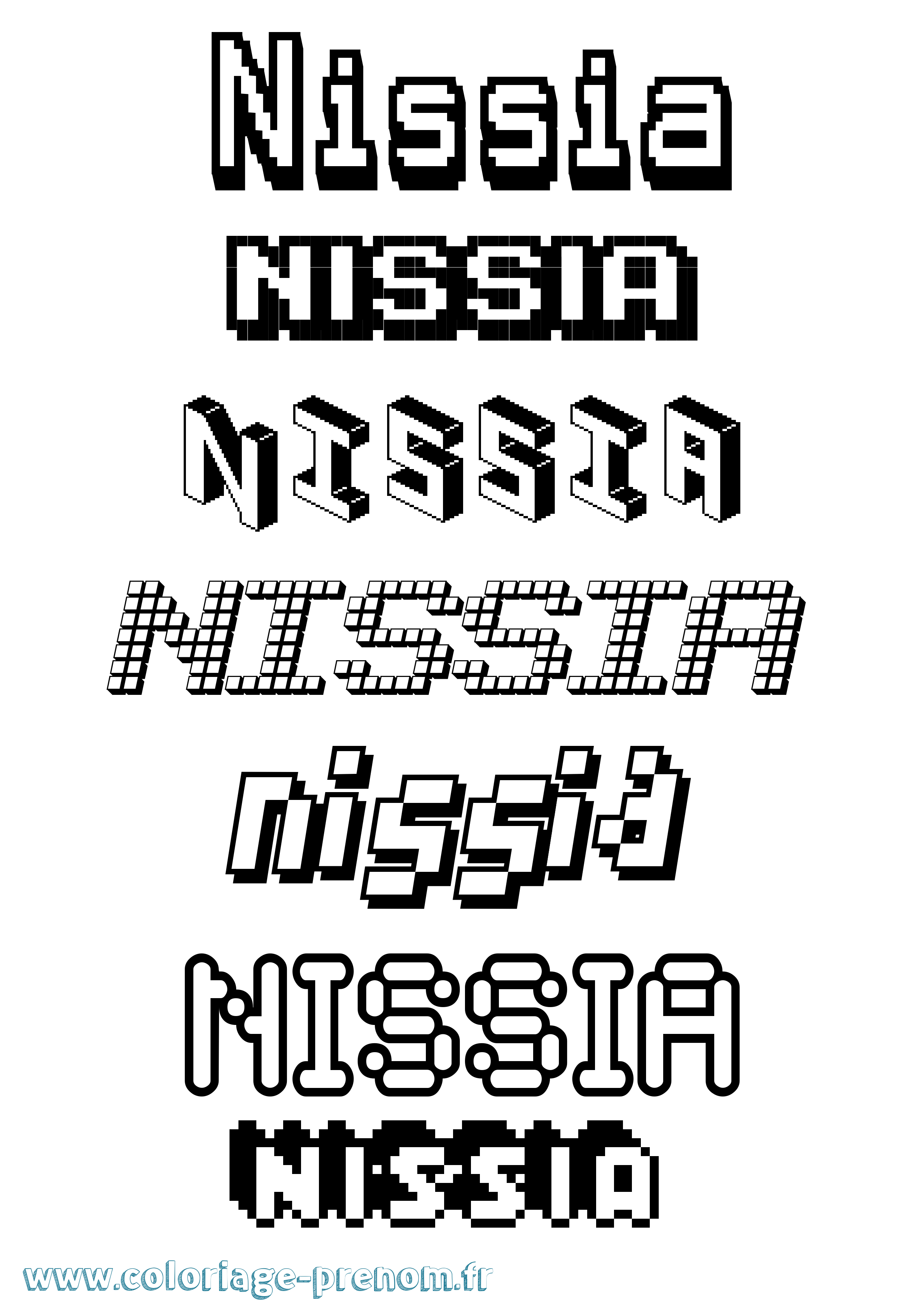 Coloriage Nissia Pixel Coloriage prénom Nissia Pixel
