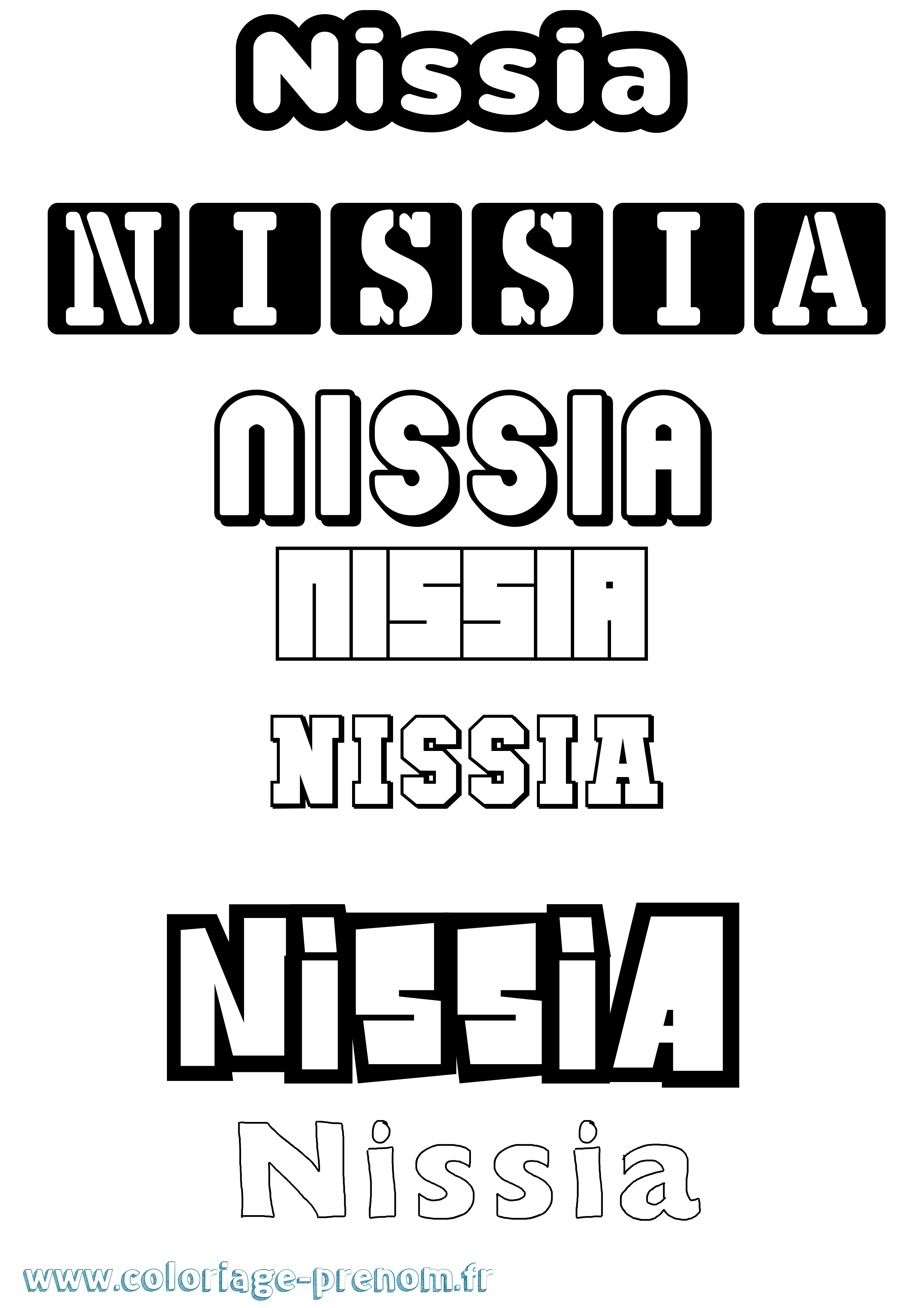Coloriage Nissia Simple Coloriage prénom Nissia Simple
