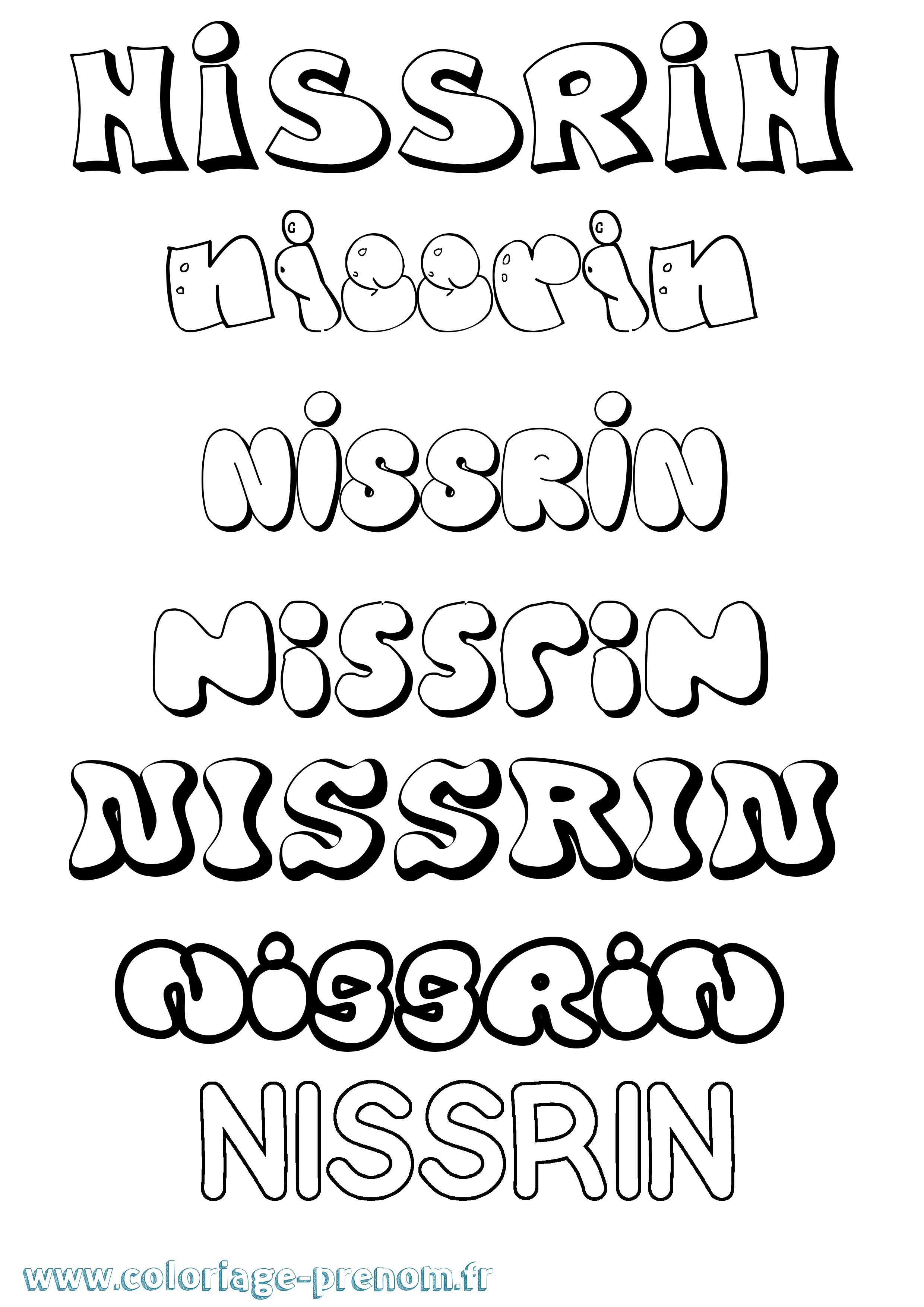 Coloriage Nissrin Bubble Coloriage prénom Nissrin Bubble