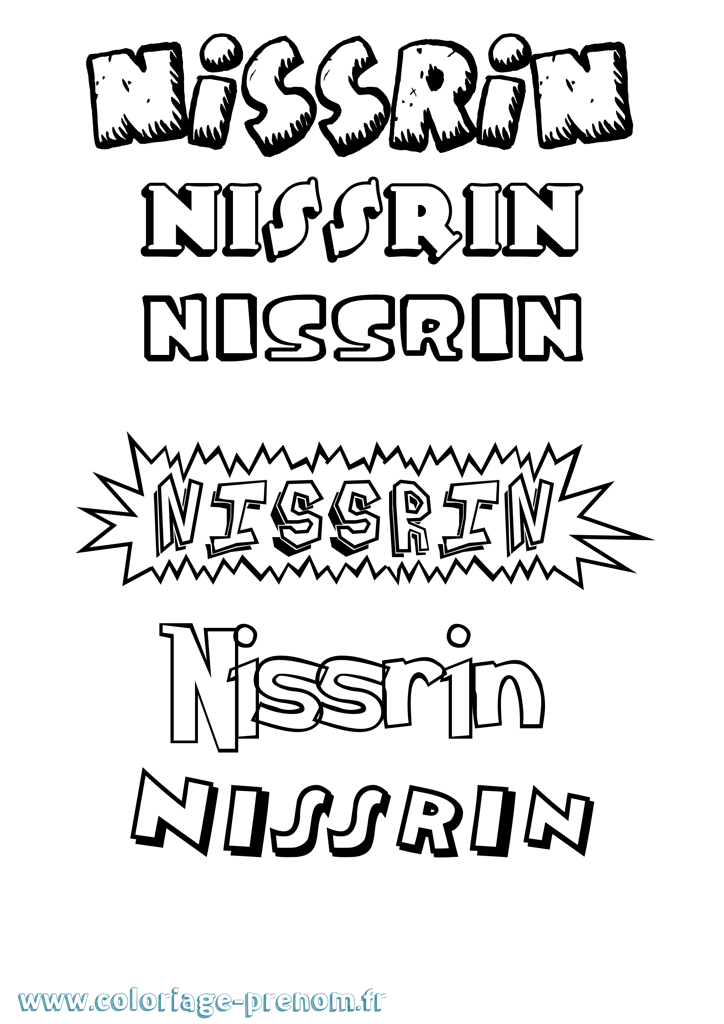 Coloriage Nissrin Dessin Animé Coloriage prénom Nissrin Dessin Animé