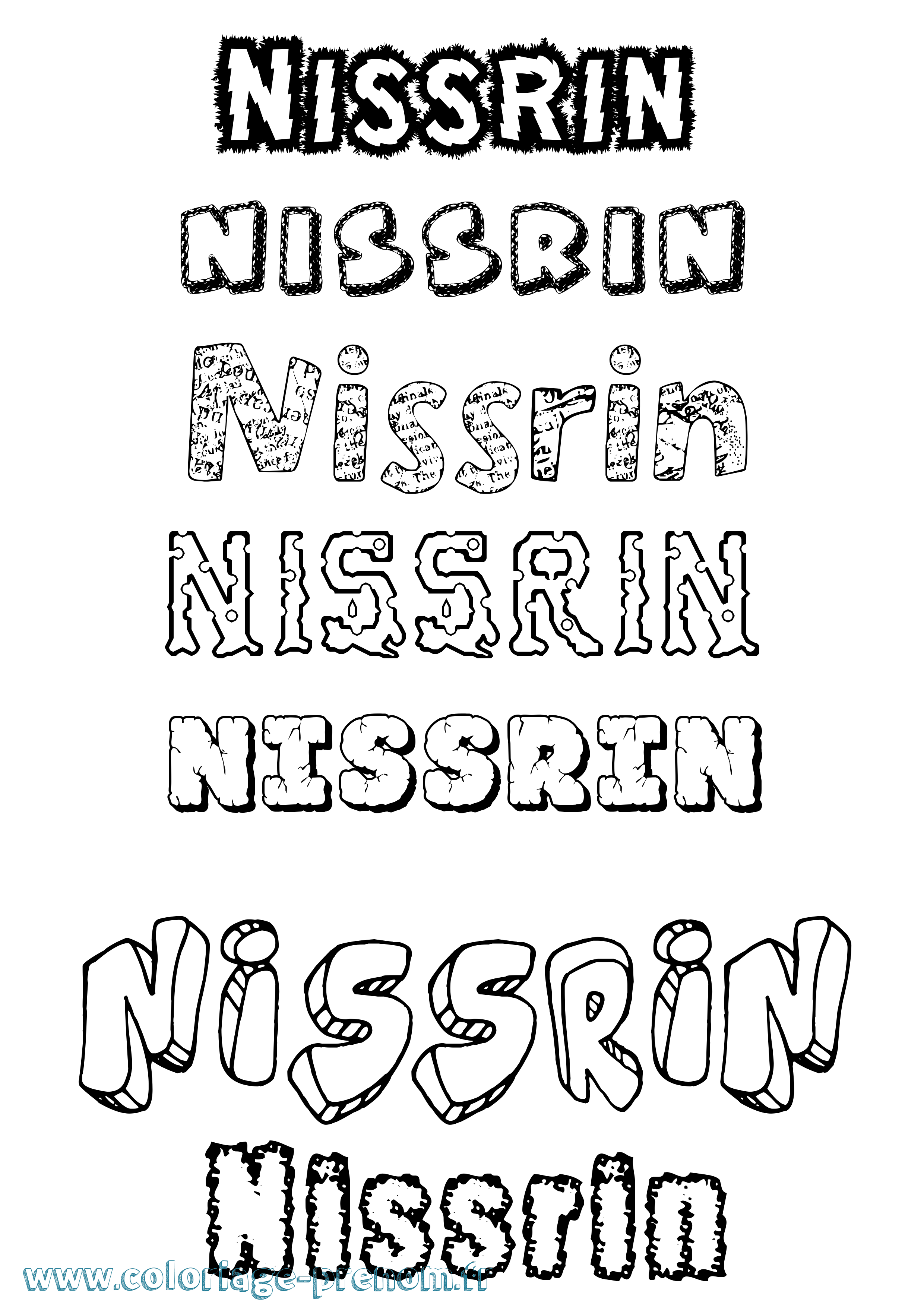 Coloriage Nissrin Destructuré Coloriage prénom Nissrin Destructuré