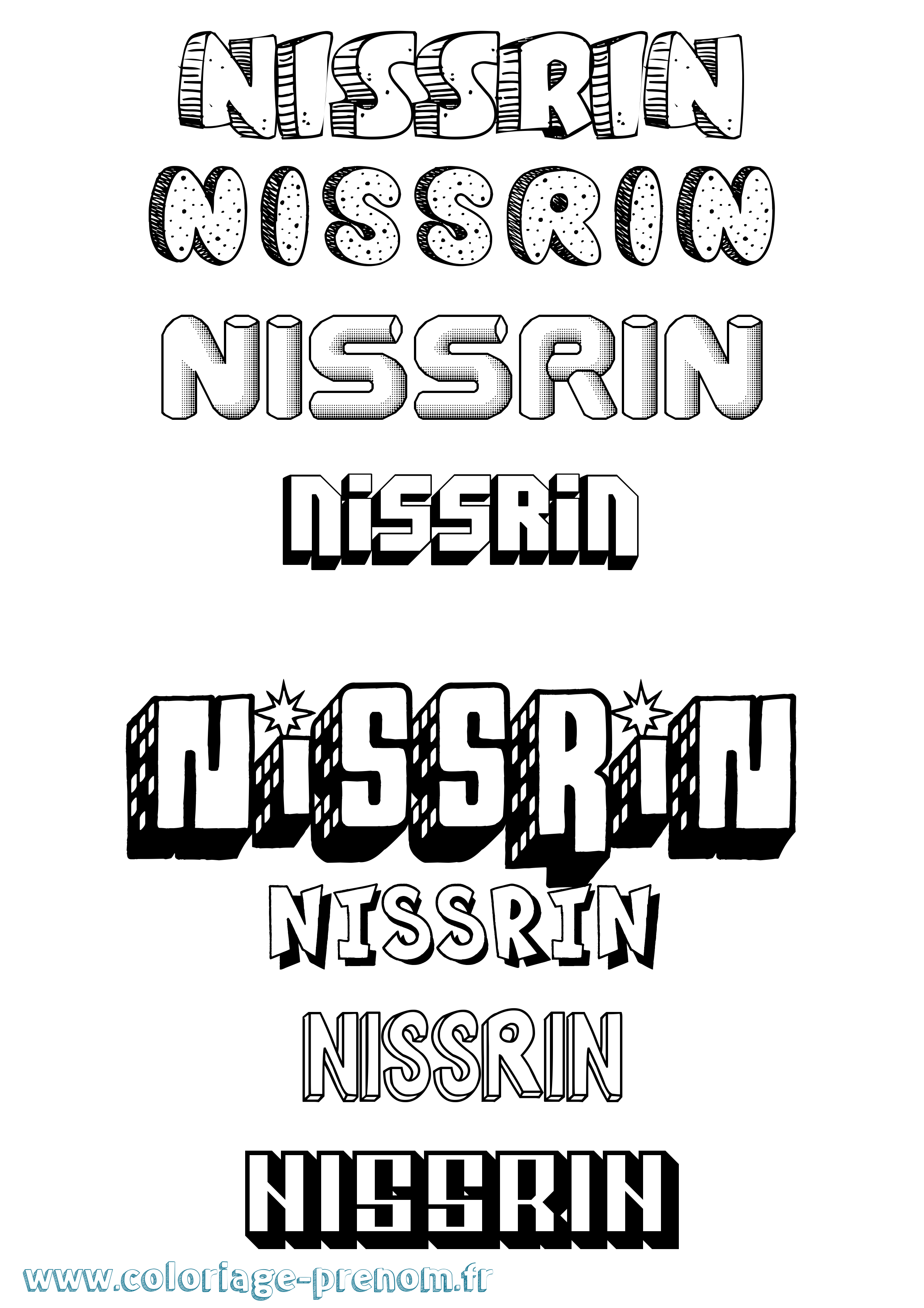 Coloriage Nissrin Effet 3D Coloriage prénom Nissrin Effet 3D