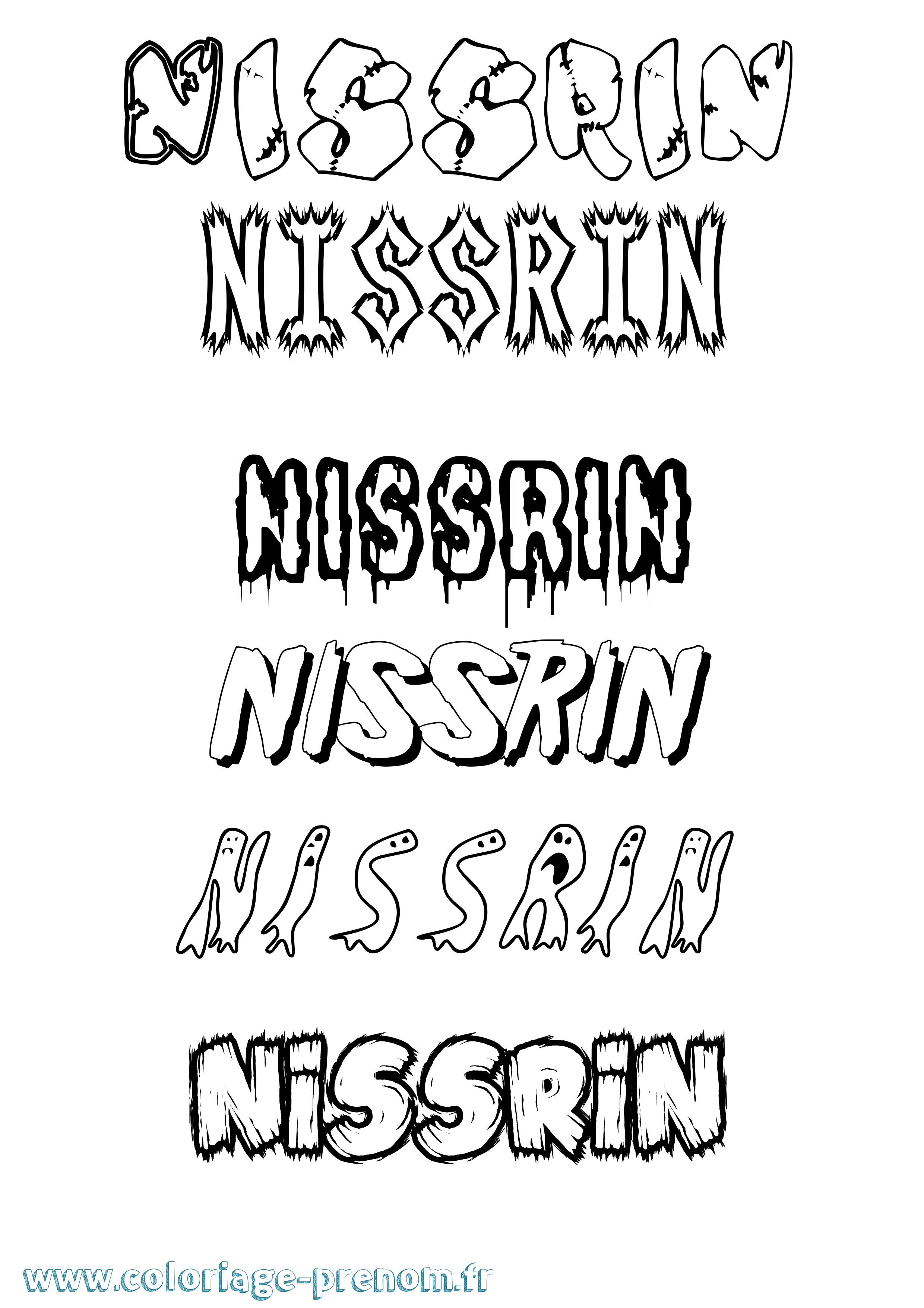 Coloriage Nissrin Frisson Coloriage prénom Nissrin Frisson