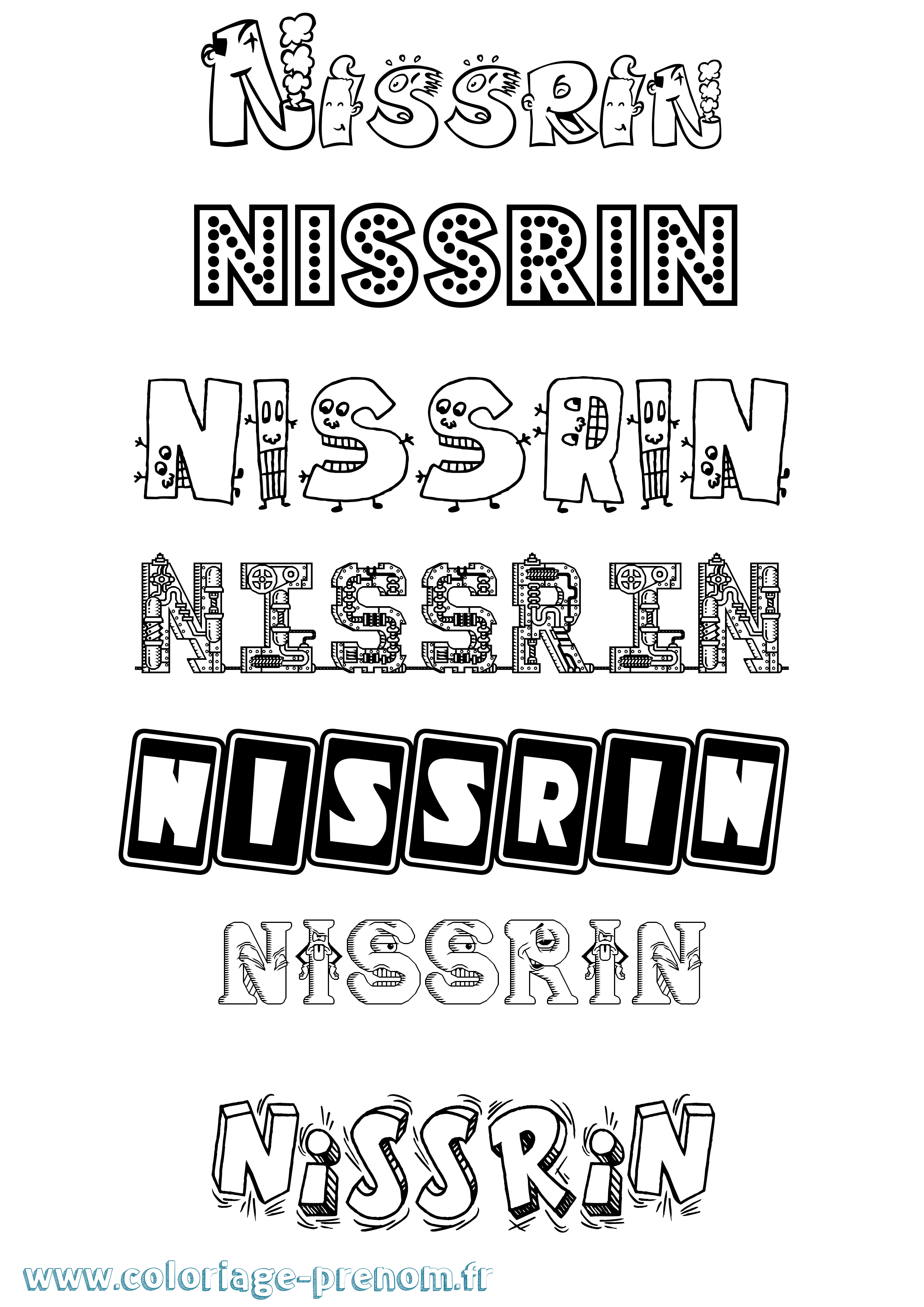 Coloriage Nissrin Fun Coloriage prénom Nissrin Fun