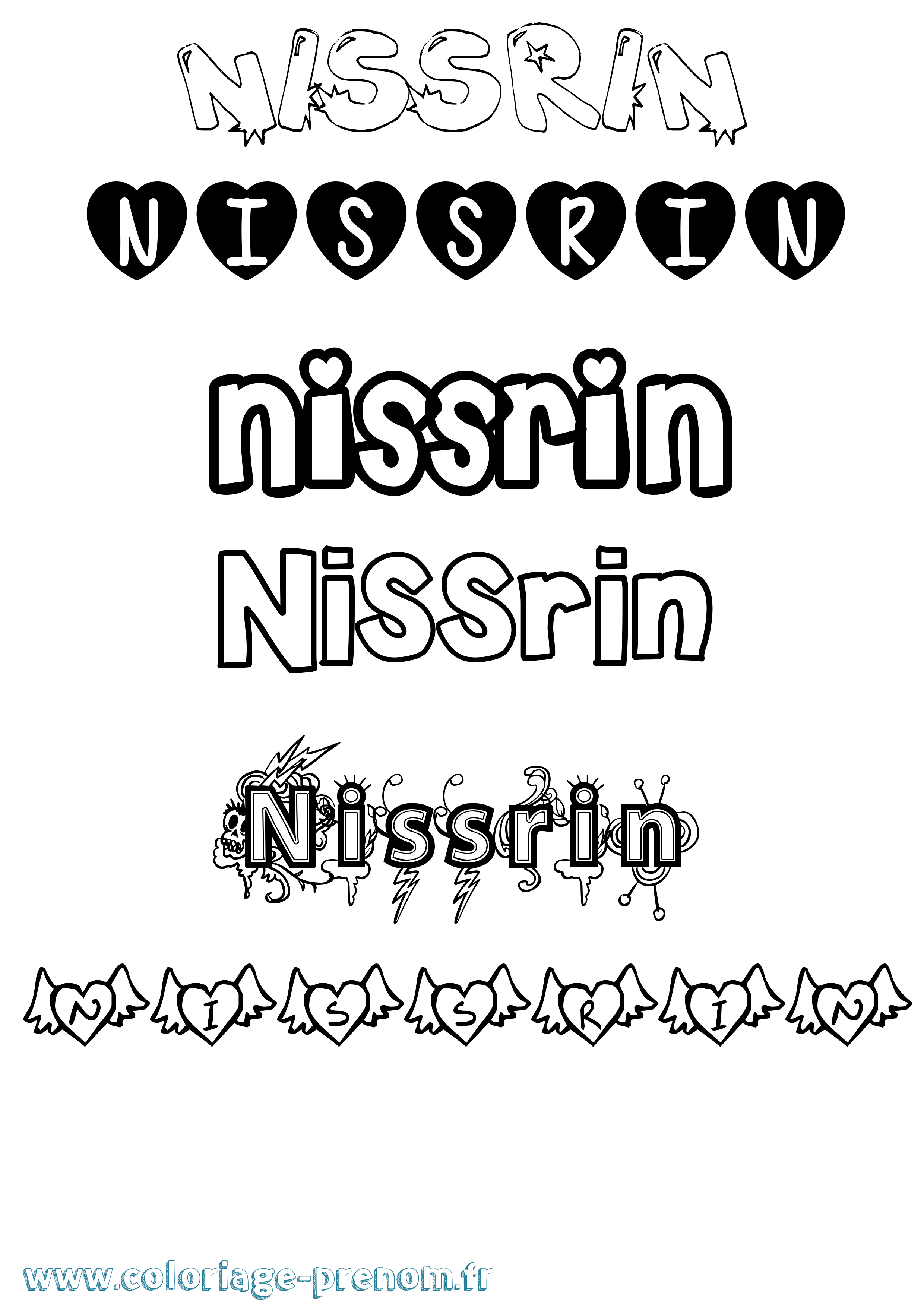 Coloriage Nissrin Girly Coloriage prénom Nissrin Girly