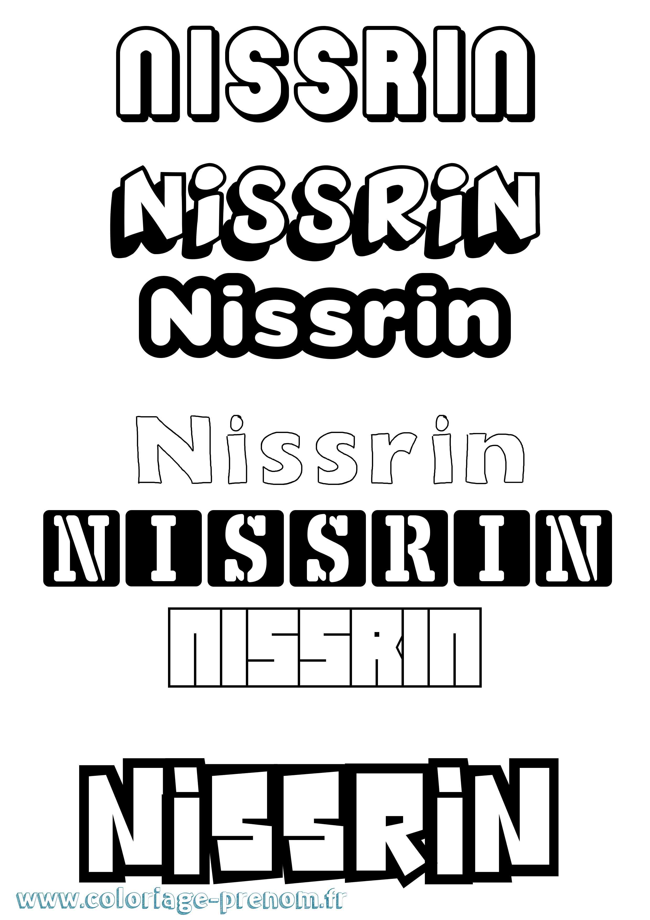 Coloriage Nissrin Simple Coloriage prénom Nissrin Simple
