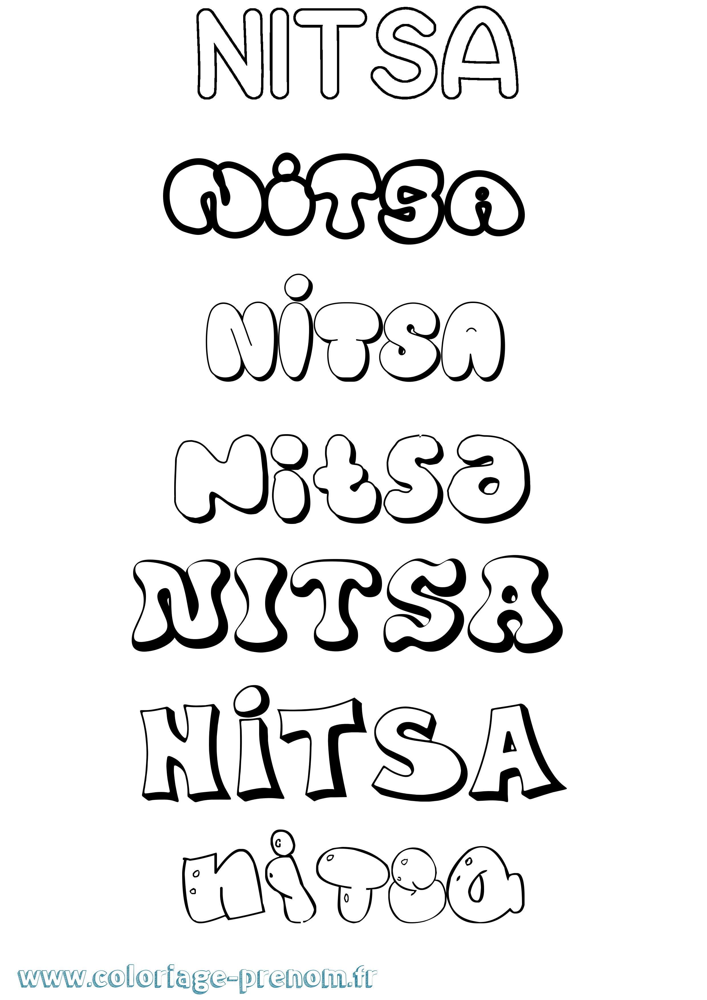 Coloriage Nitsa Bubble Coloriage prénom Nitsa Bubble