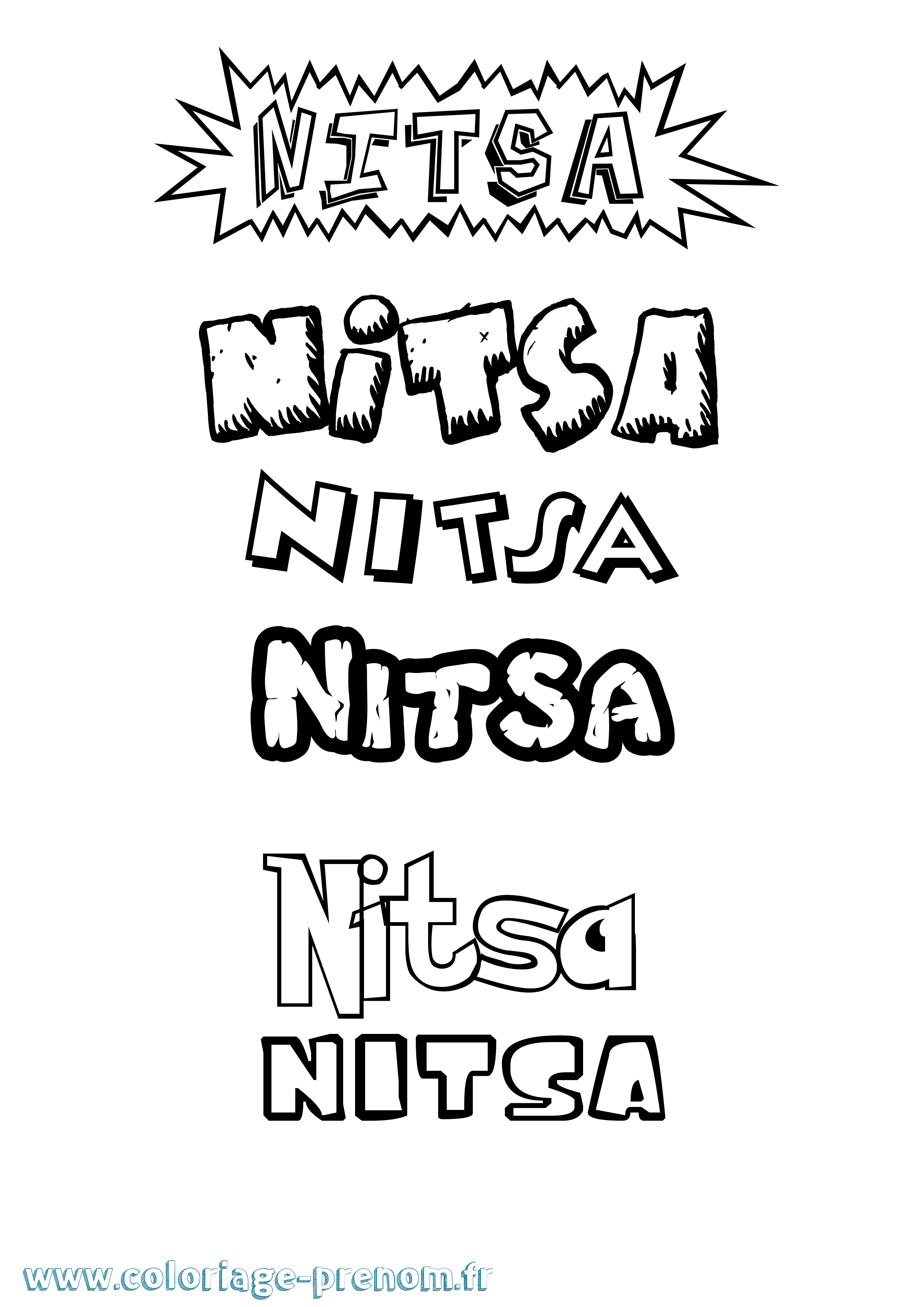 Coloriage Nitsa Dessin Animé Coloriage prénom Nitsa Dessin Animé