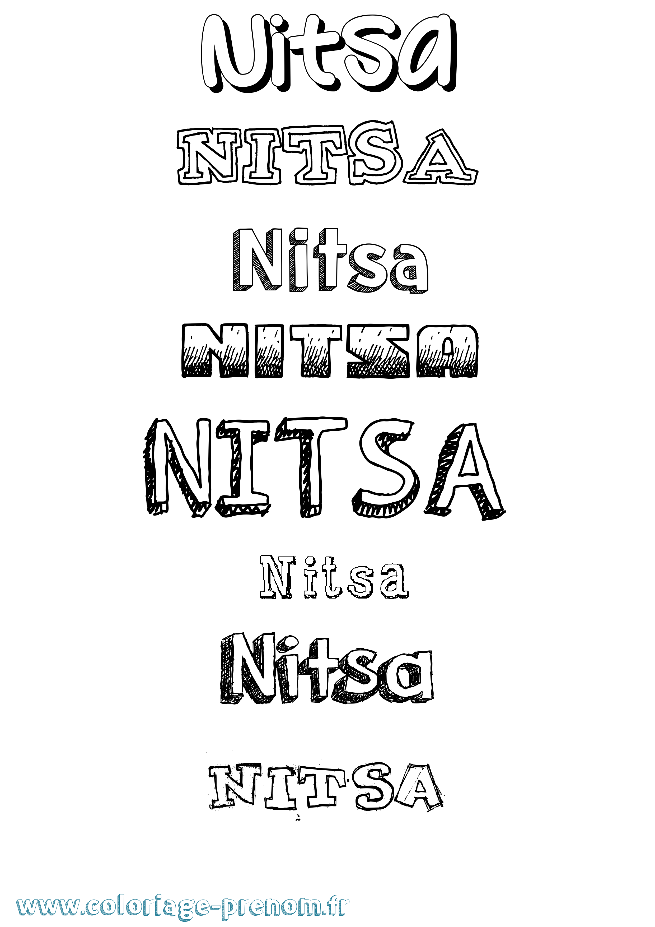 Coloriage Nitsa Dessiné Coloriage prénom Nitsa Dessiné