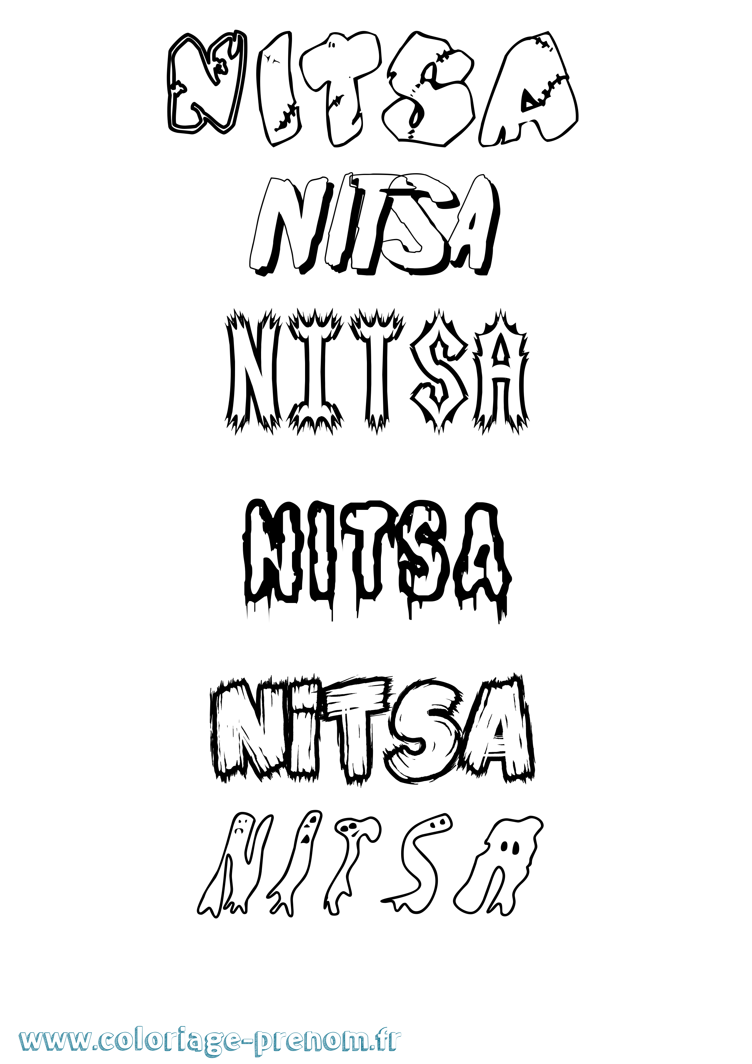 Coloriage Nitsa Frisson Coloriage prénom Nitsa Frisson