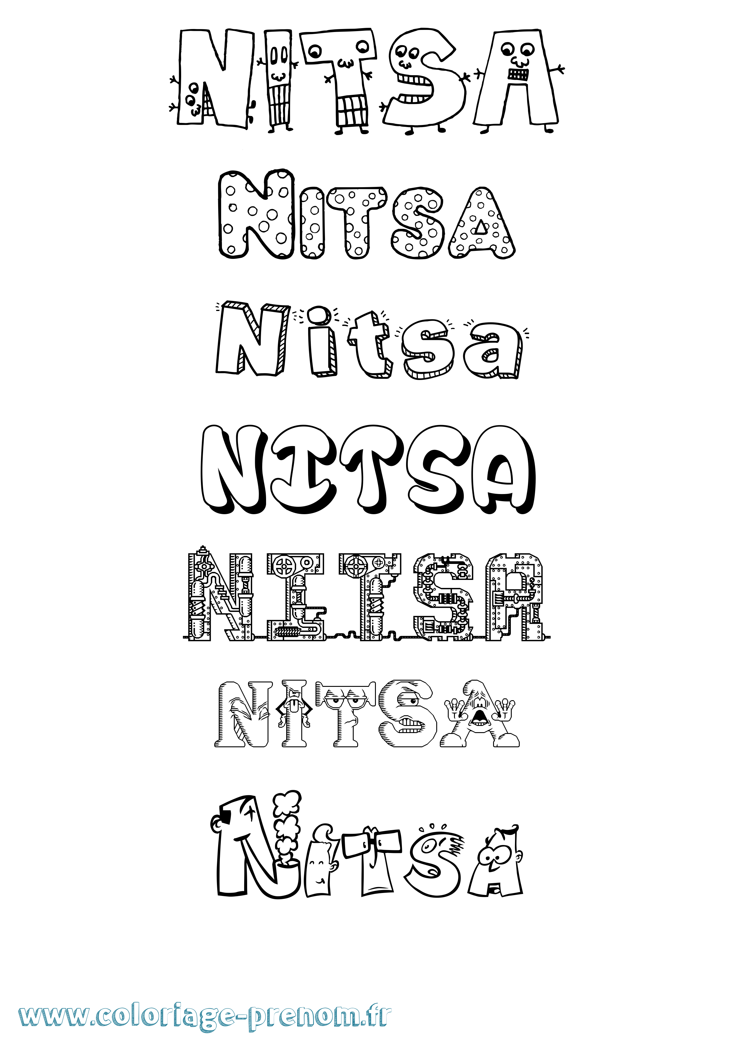 Coloriage Nitsa Fun Coloriage prénom Nitsa Fun