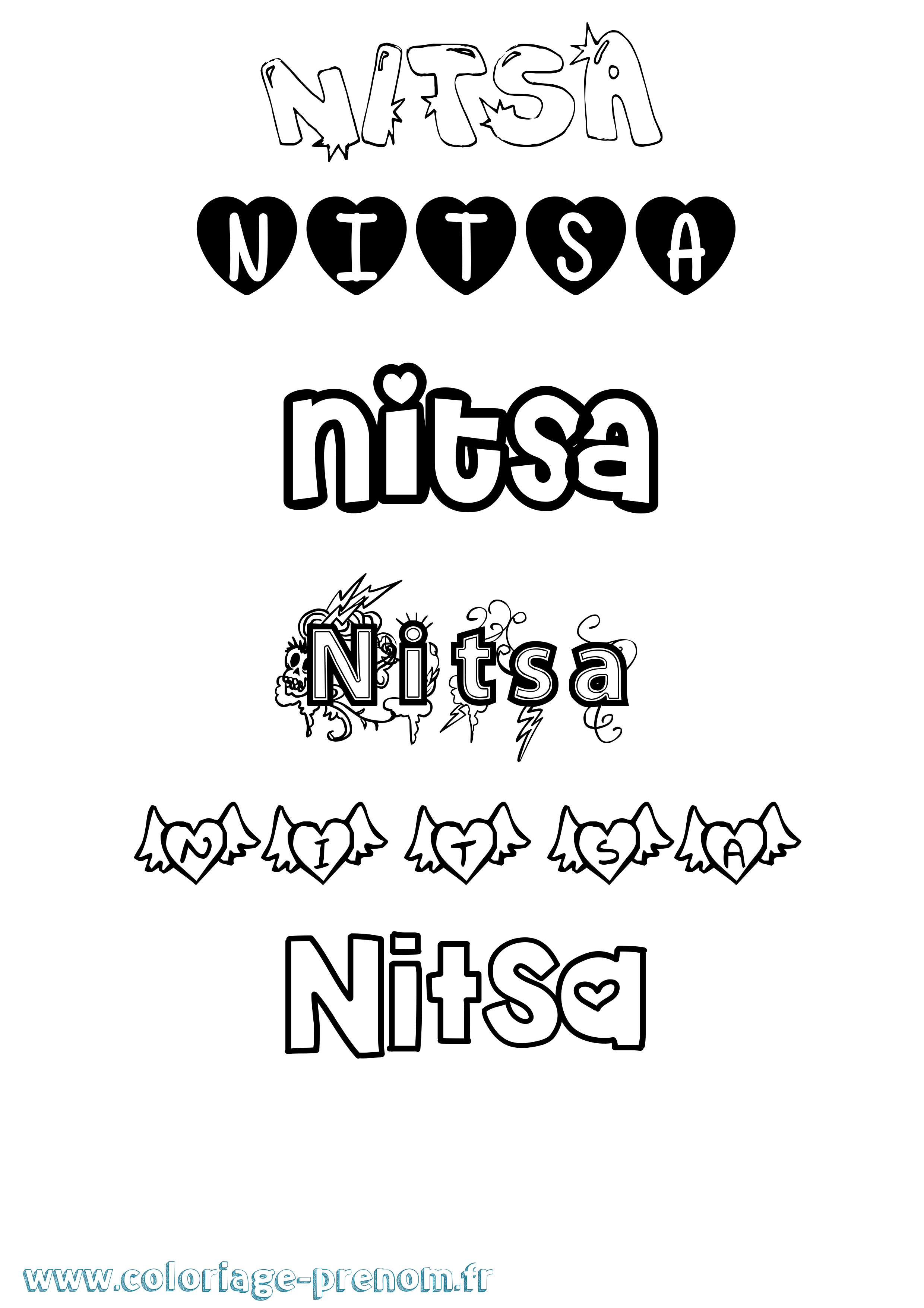 Coloriage Nitsa Girly Coloriage prénom Nitsa Girly