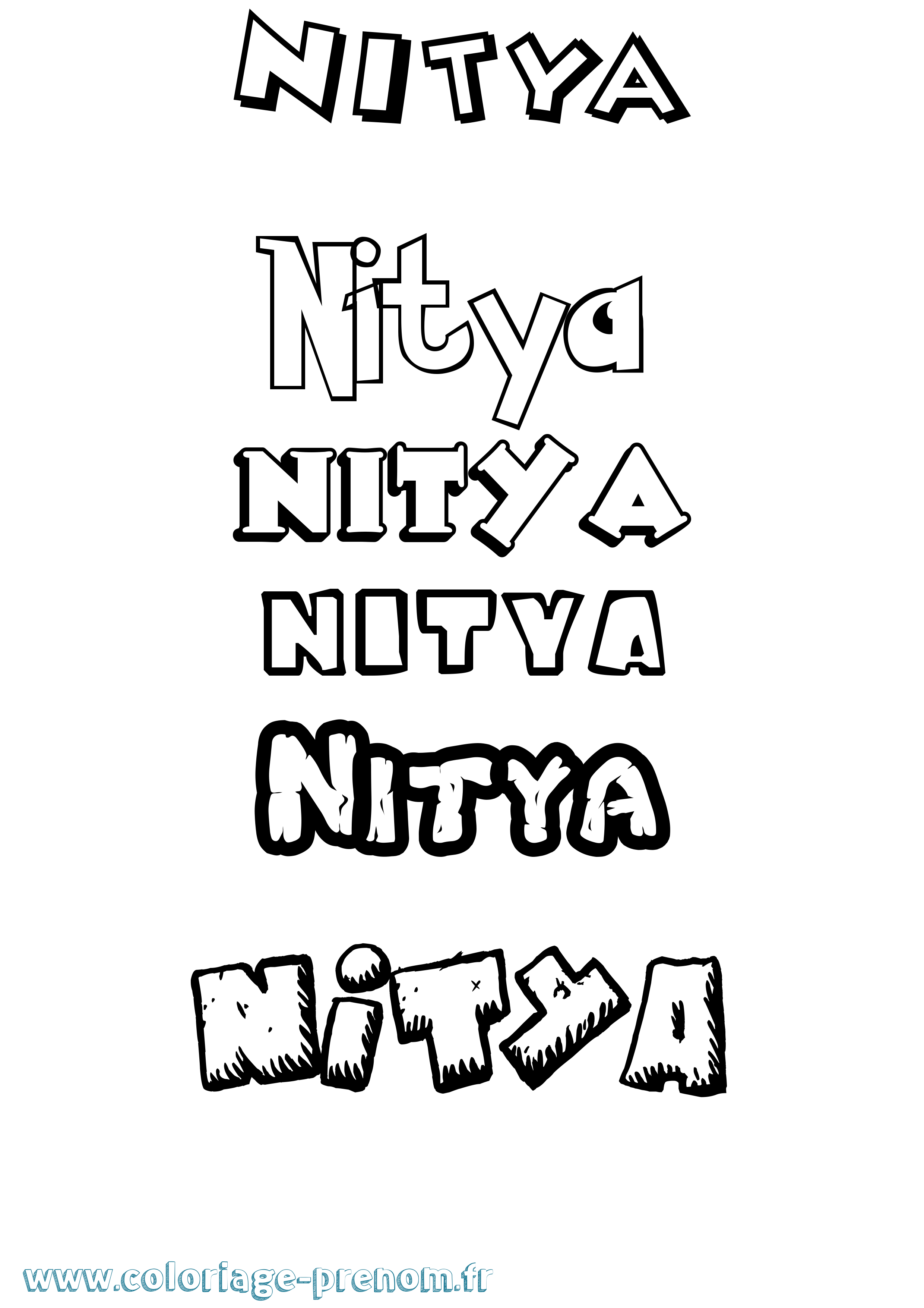 Coloriage Nitya Dessin Animé Coloriage prénom Nitya Dessin Animé