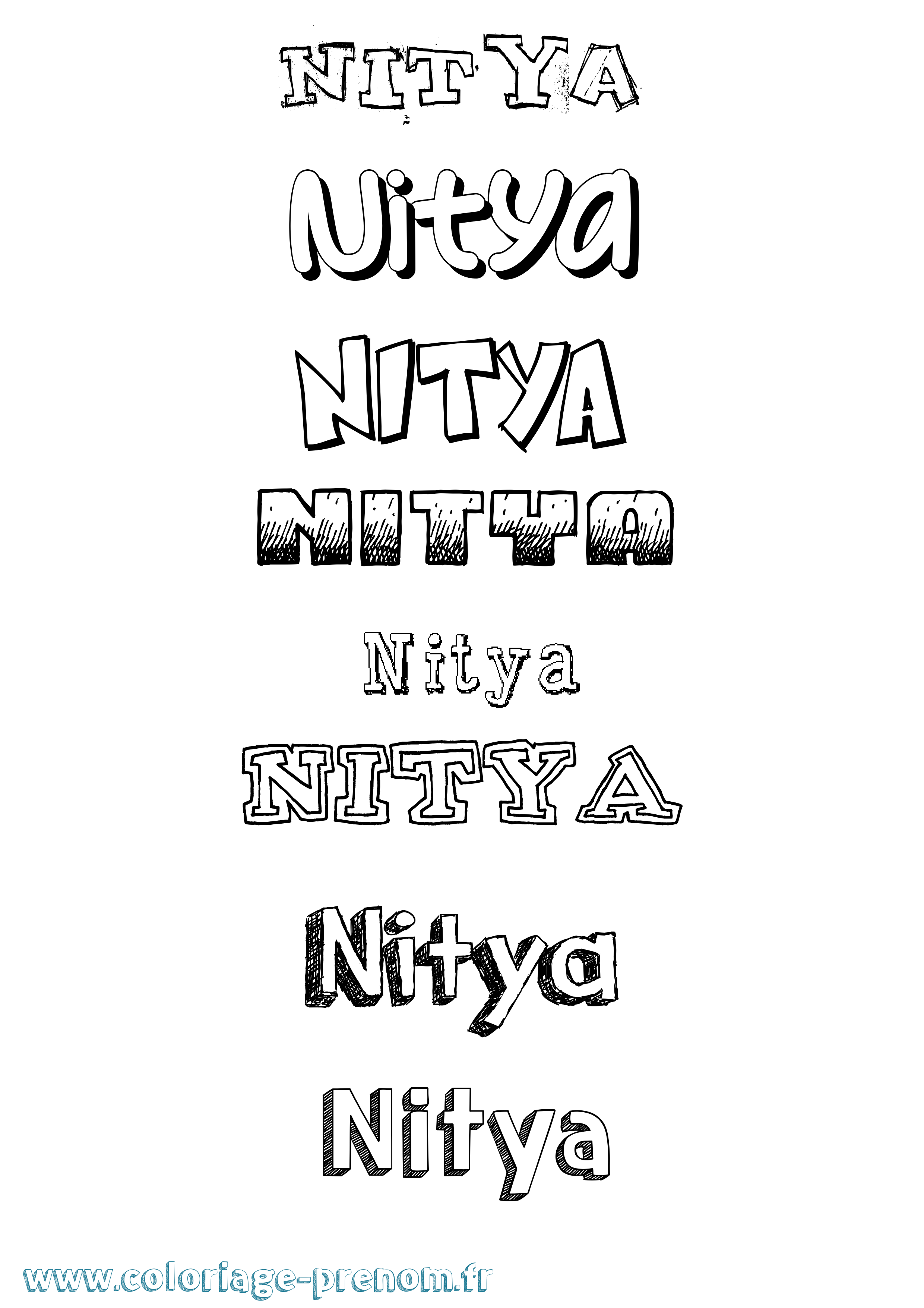 Coloriage Nitya Dessiné Coloriage prénom Nitya Dessiné