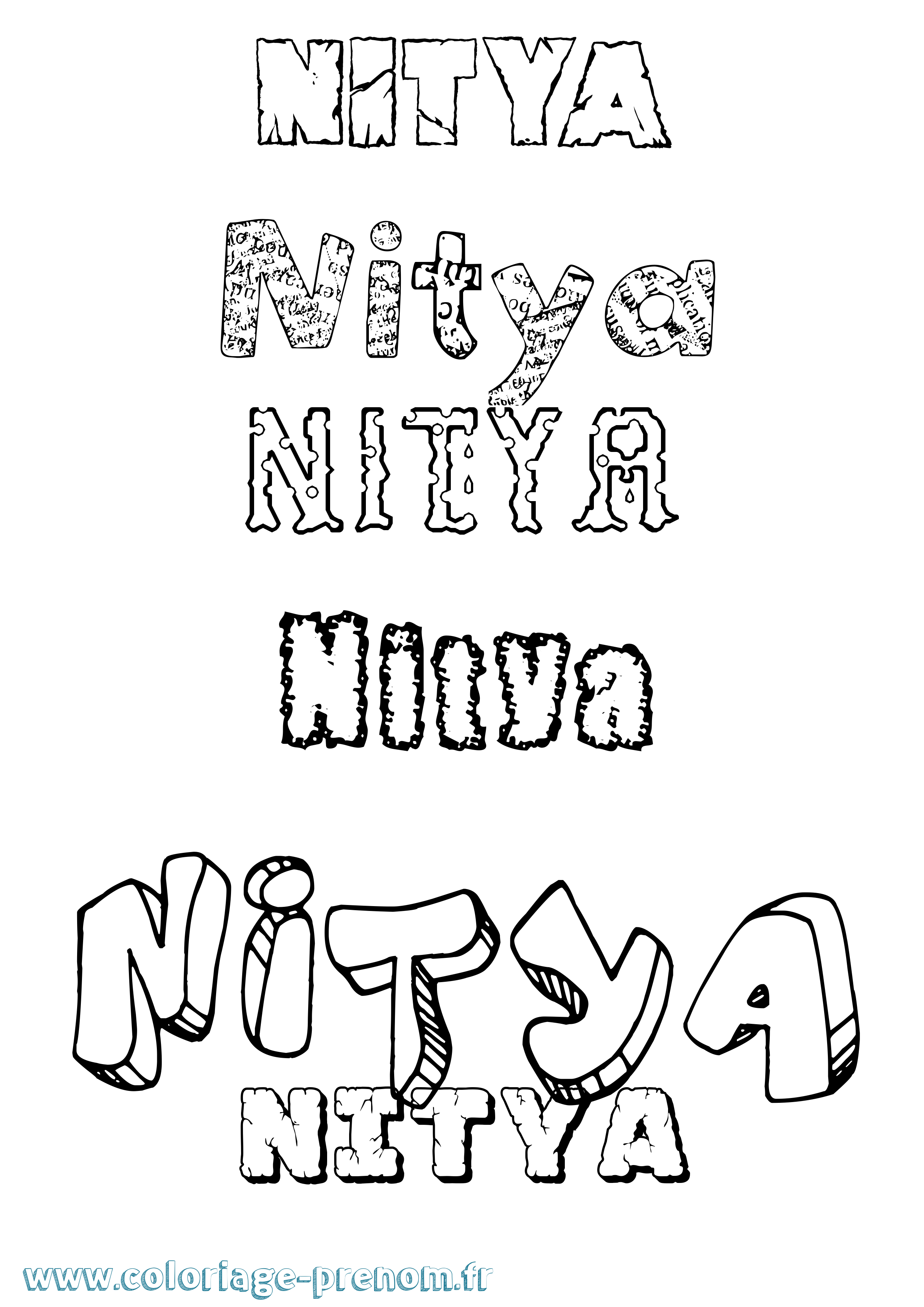Coloriage Nitya Destructuré Coloriage prénom Nitya Destructuré