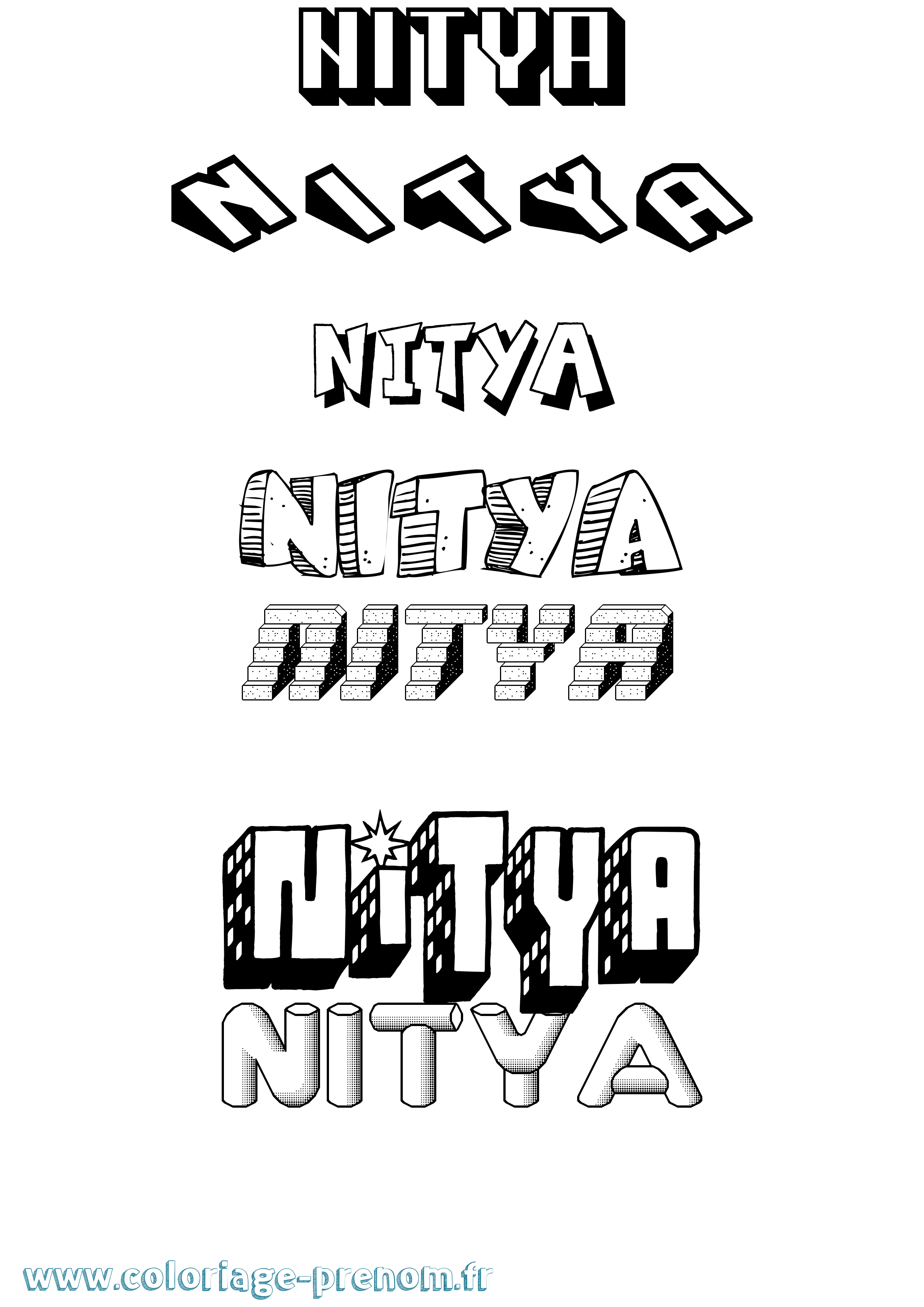Coloriage Nitya Effet 3D Coloriage prénom Nitya Effet 3D