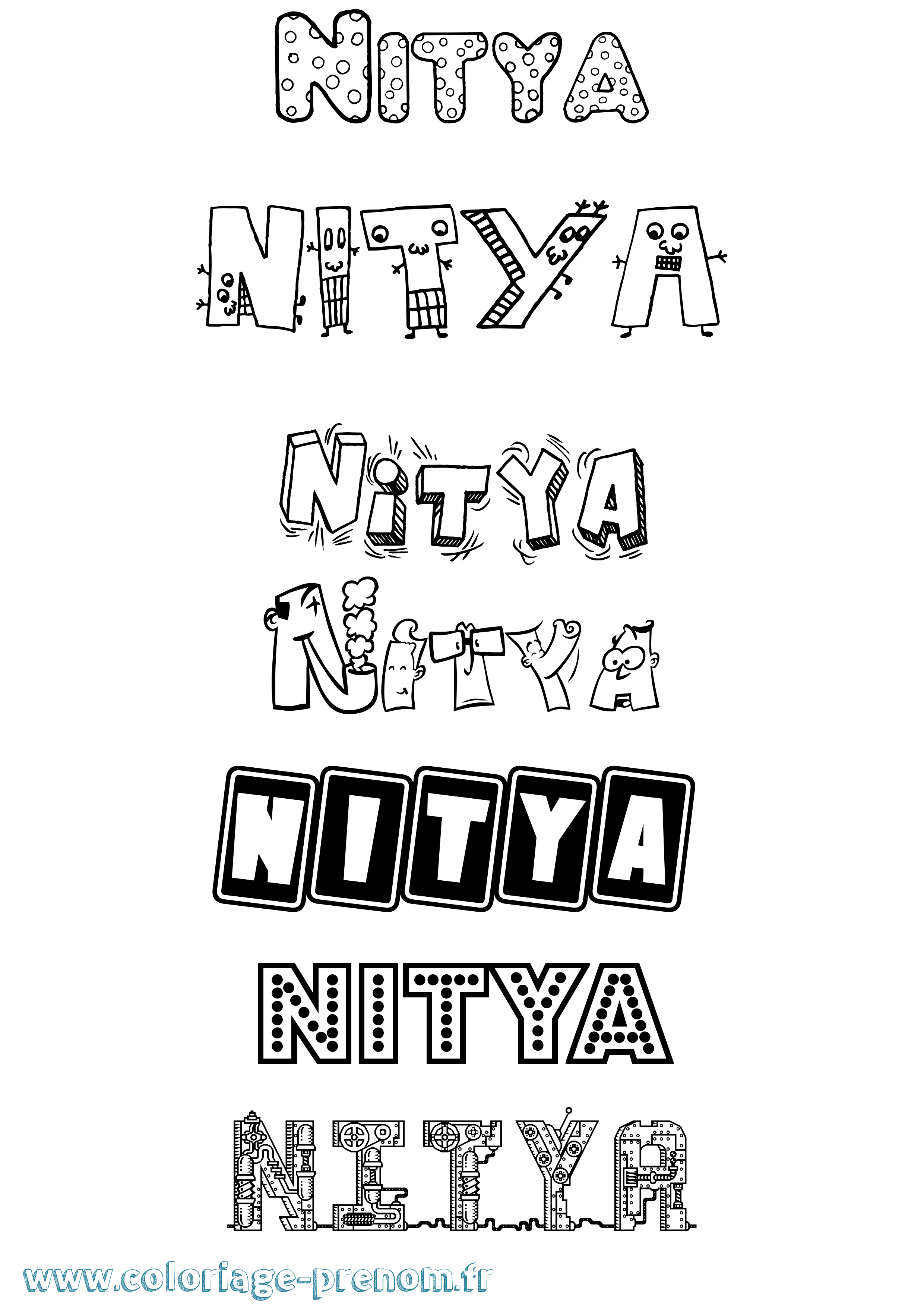 Coloriage Nitya Fun Coloriage prénom Nitya Fun