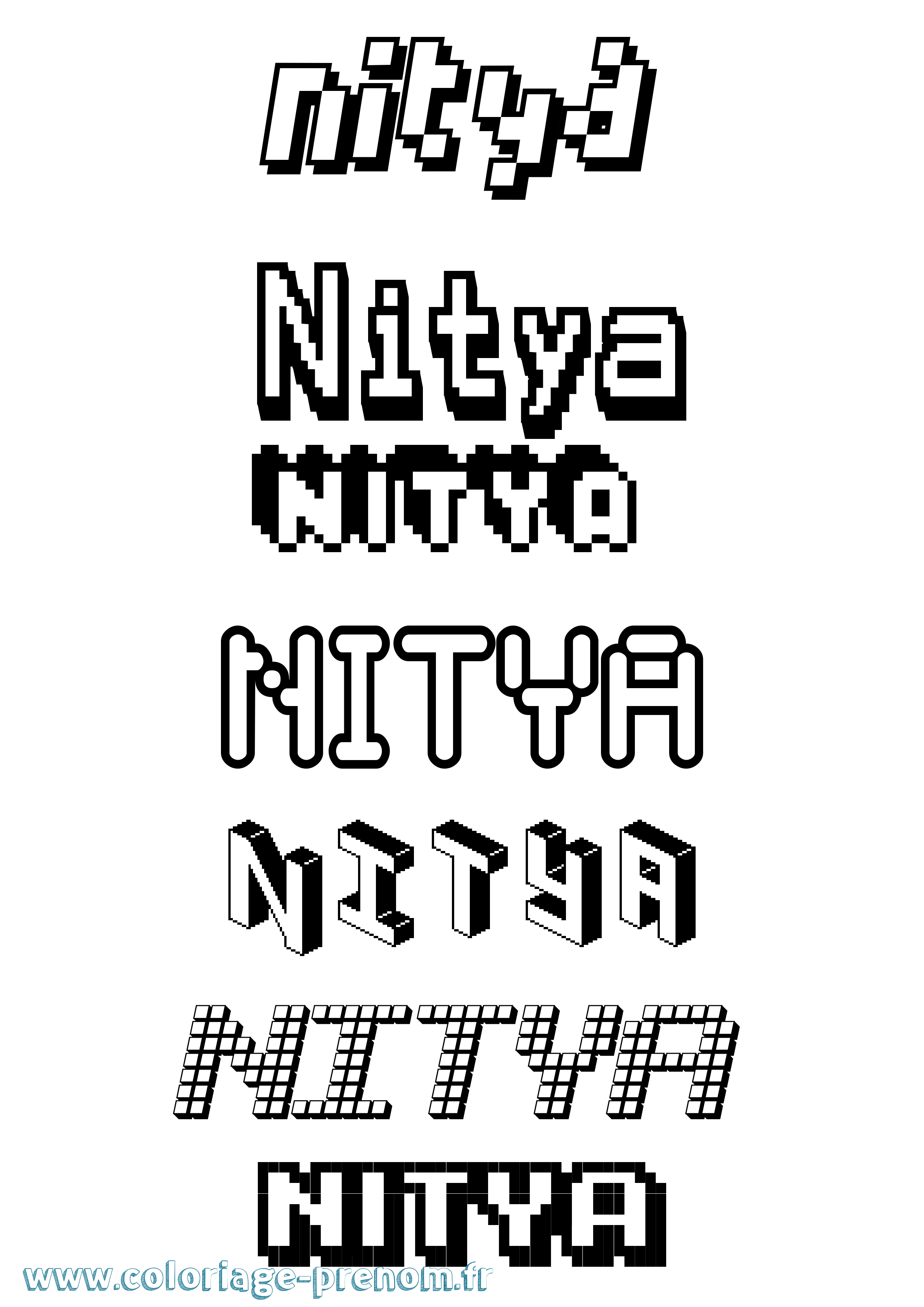 Coloriage Nitya Pixel Coloriage prénom Nitya Pixel