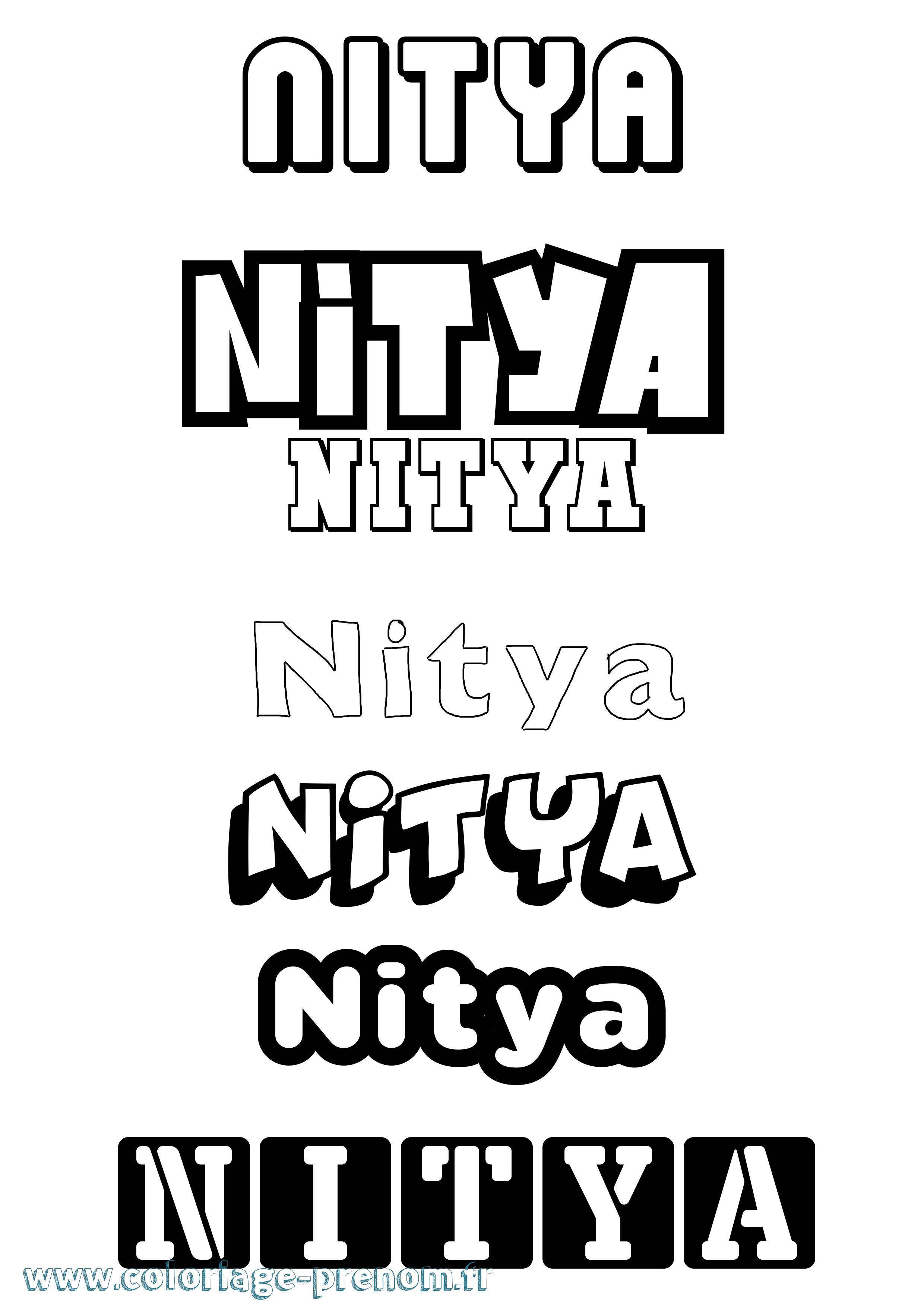 Coloriage Nitya Simple Coloriage prénom Nitya Simple