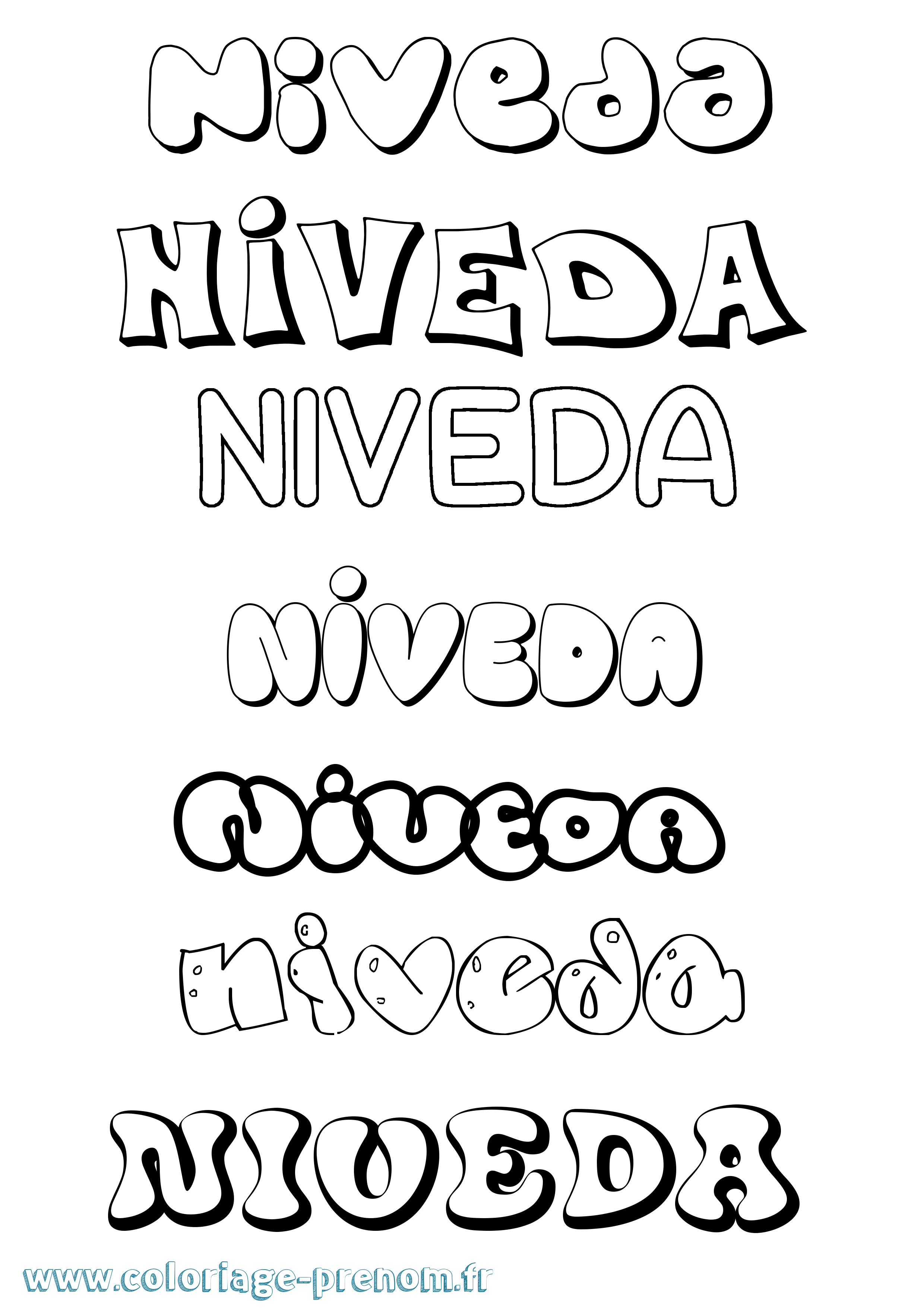 Coloriage Niveda Bubble Coloriage prénom Niveda Bubble