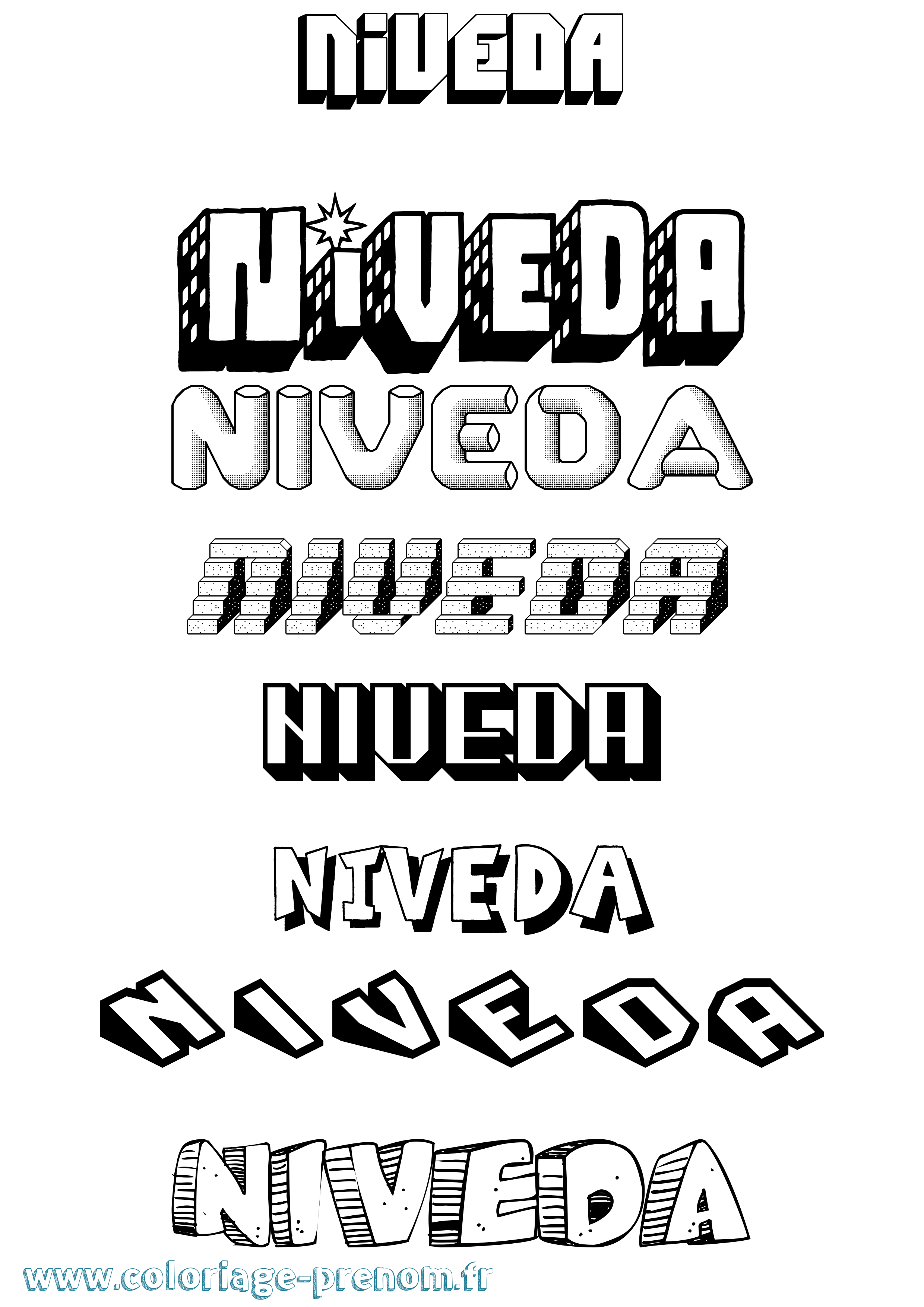 Coloriage Niveda Effet 3D Coloriage prénom Niveda Effet 3D