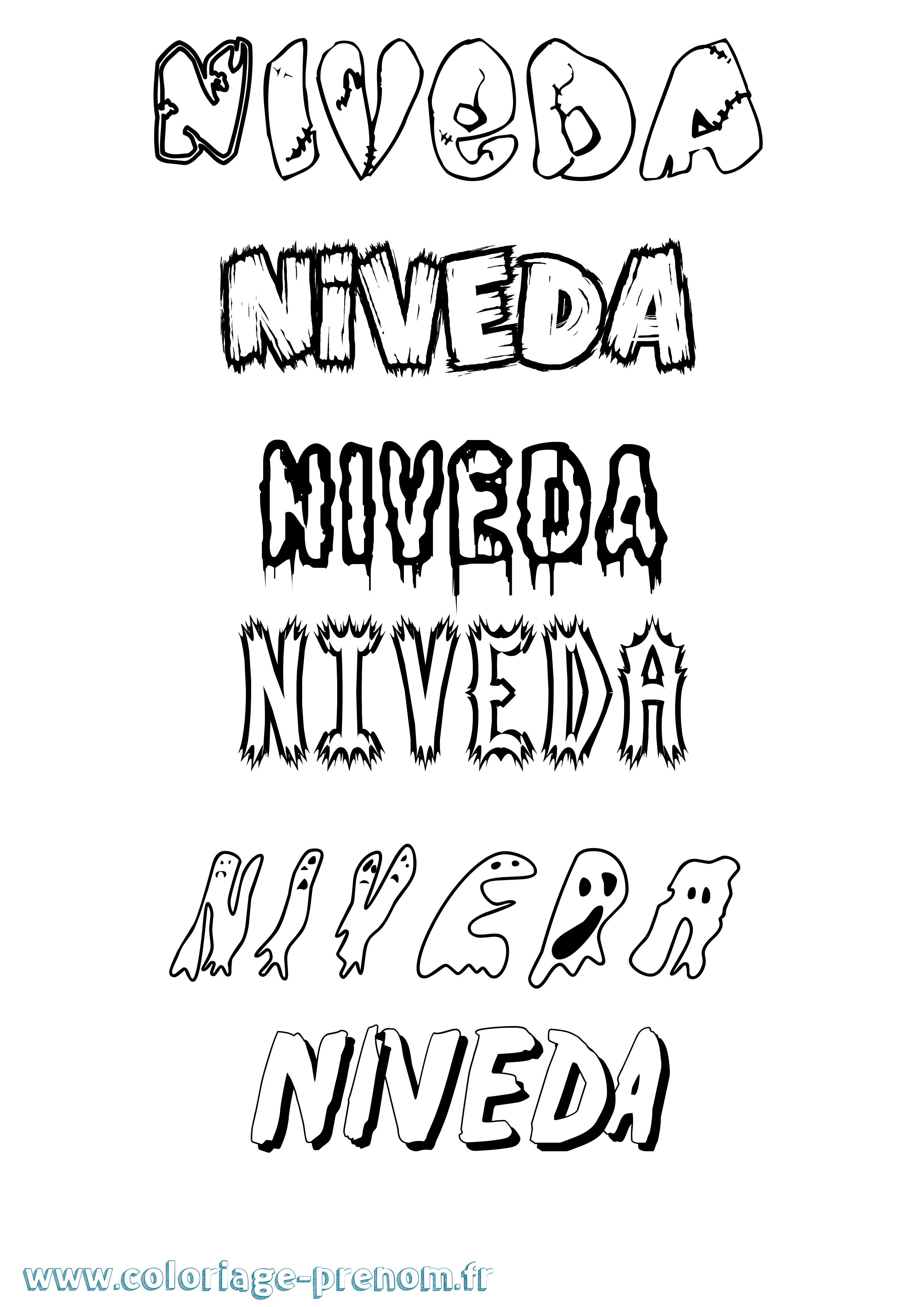 Coloriage Niveda Frisson Coloriage prénom Niveda Frisson