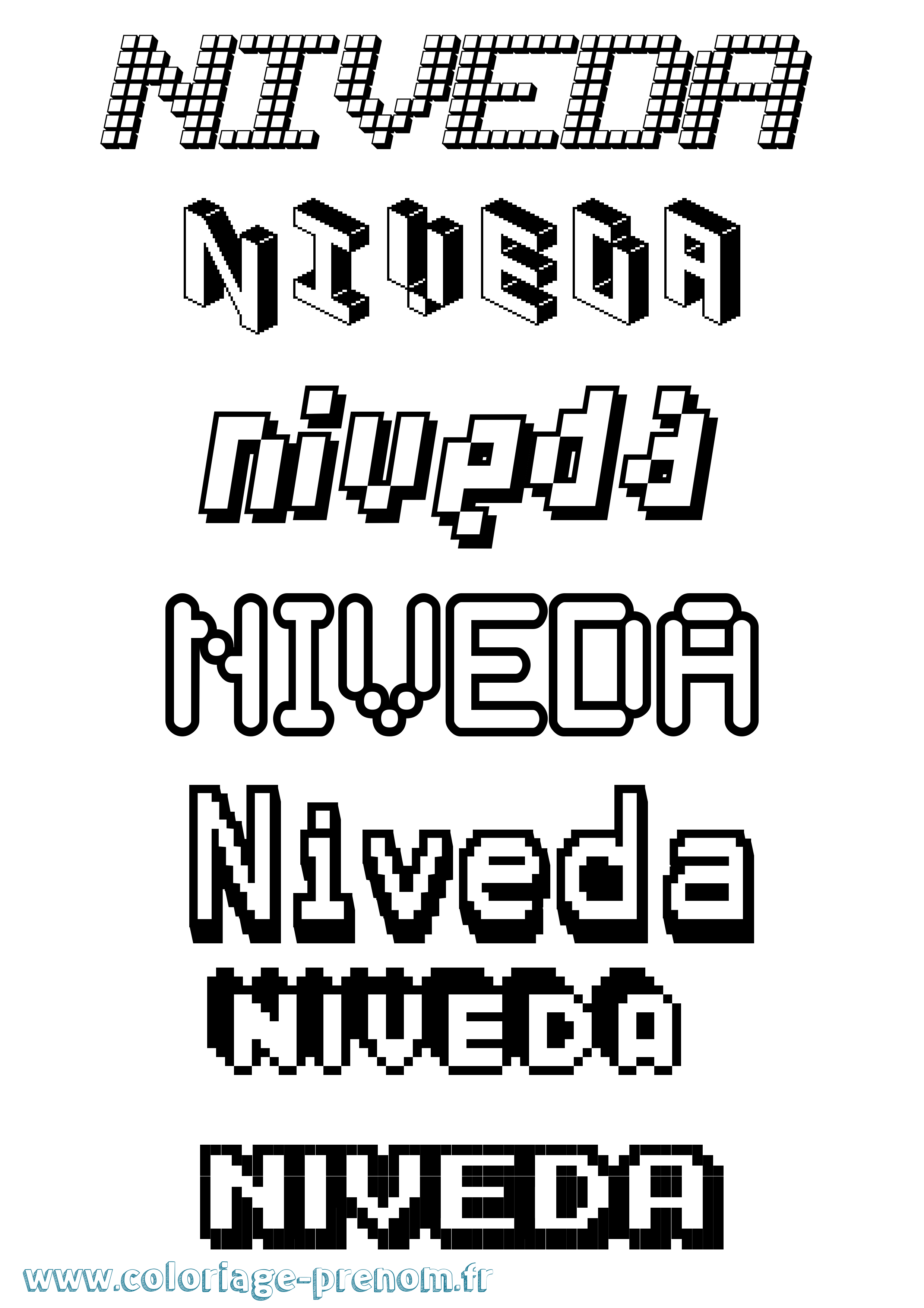 Coloriage Niveda Pixel Coloriage prénom Niveda Pixel