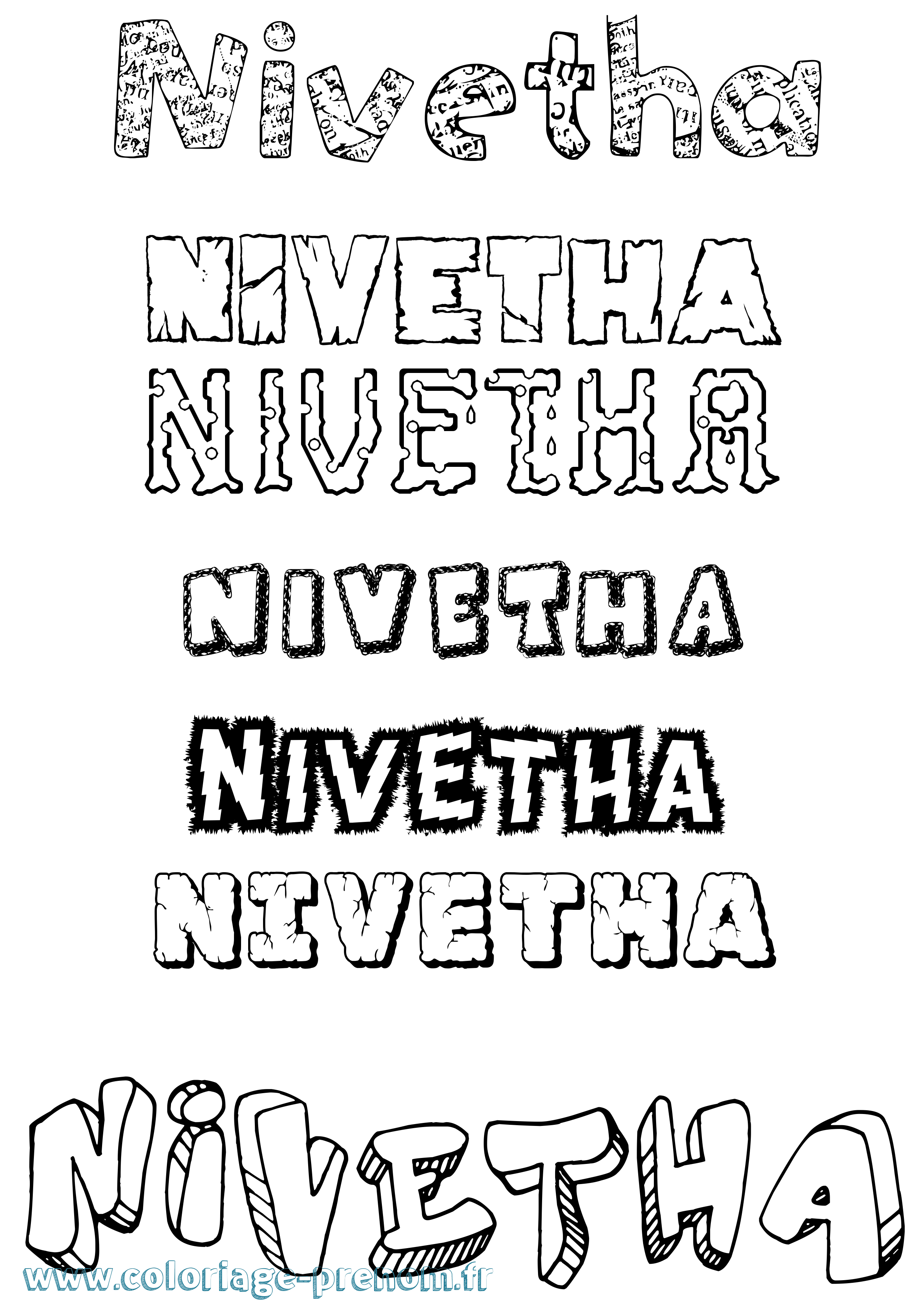 Coloriage Nivetha Destructuré Coloriage prénom Nivetha Destructuré