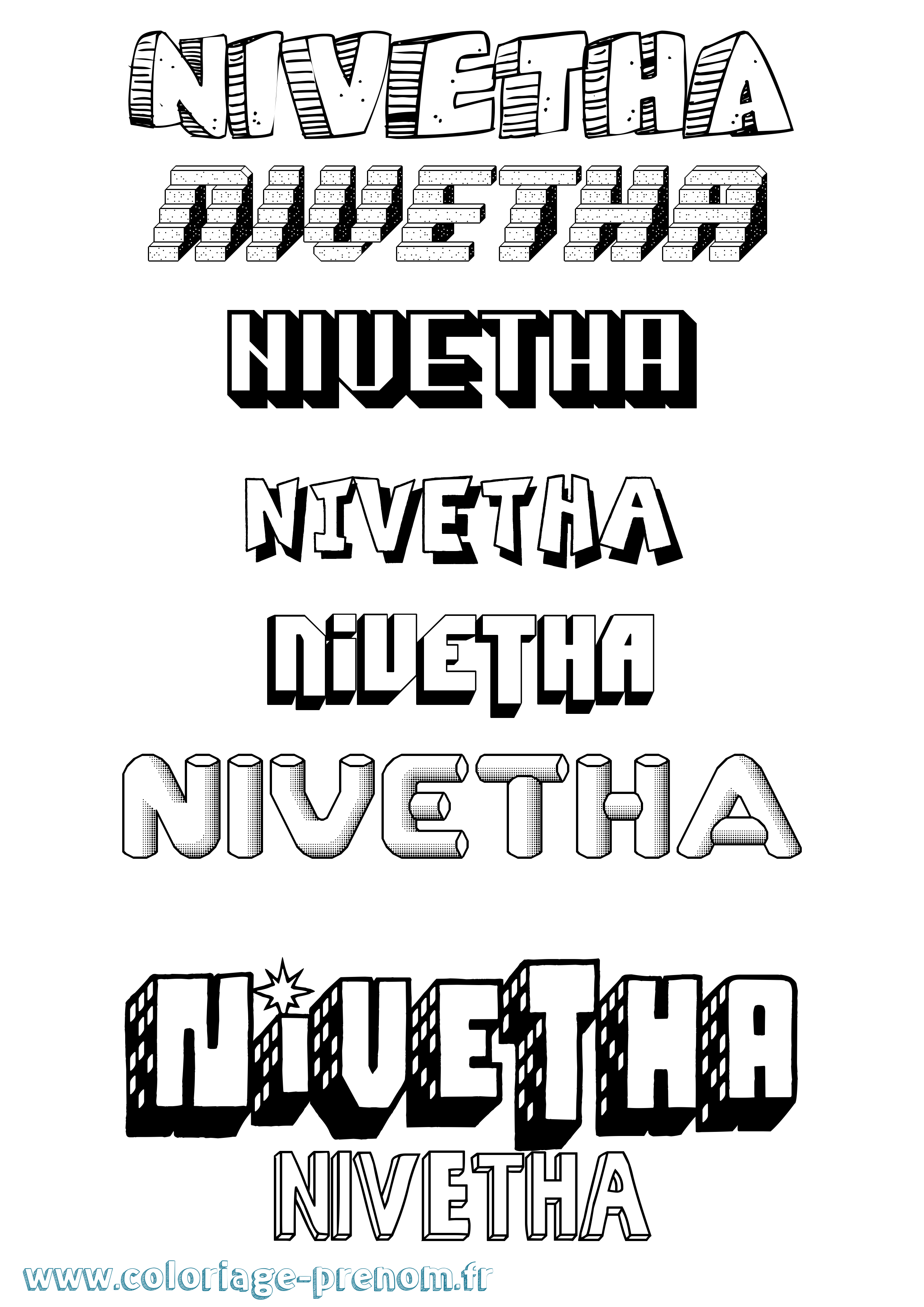 Coloriage Nivetha Effet 3D Coloriage prénom Nivetha Effet 3D