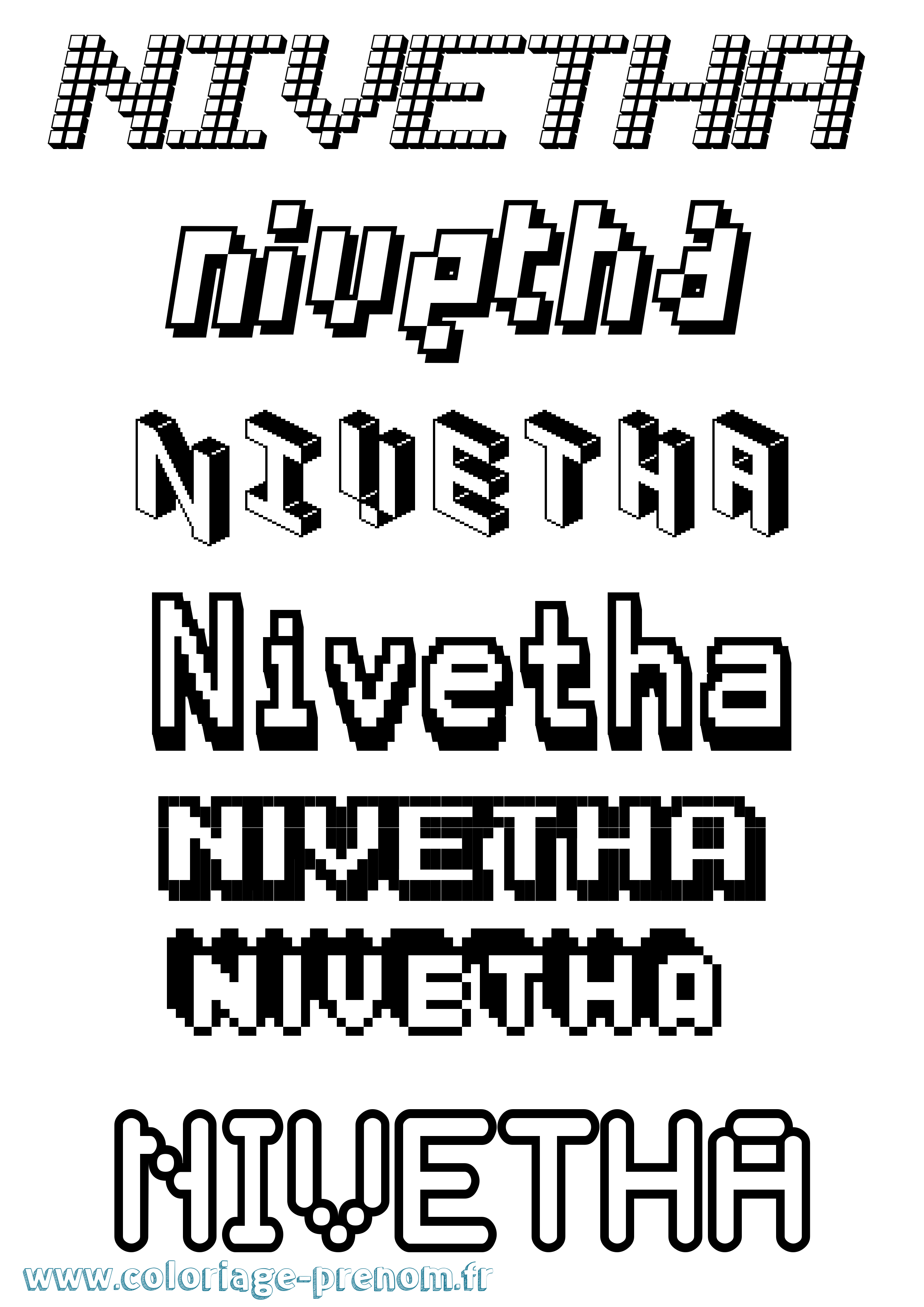 Coloriage Nivetha Pixel Coloriage prénom Nivetha Pixel