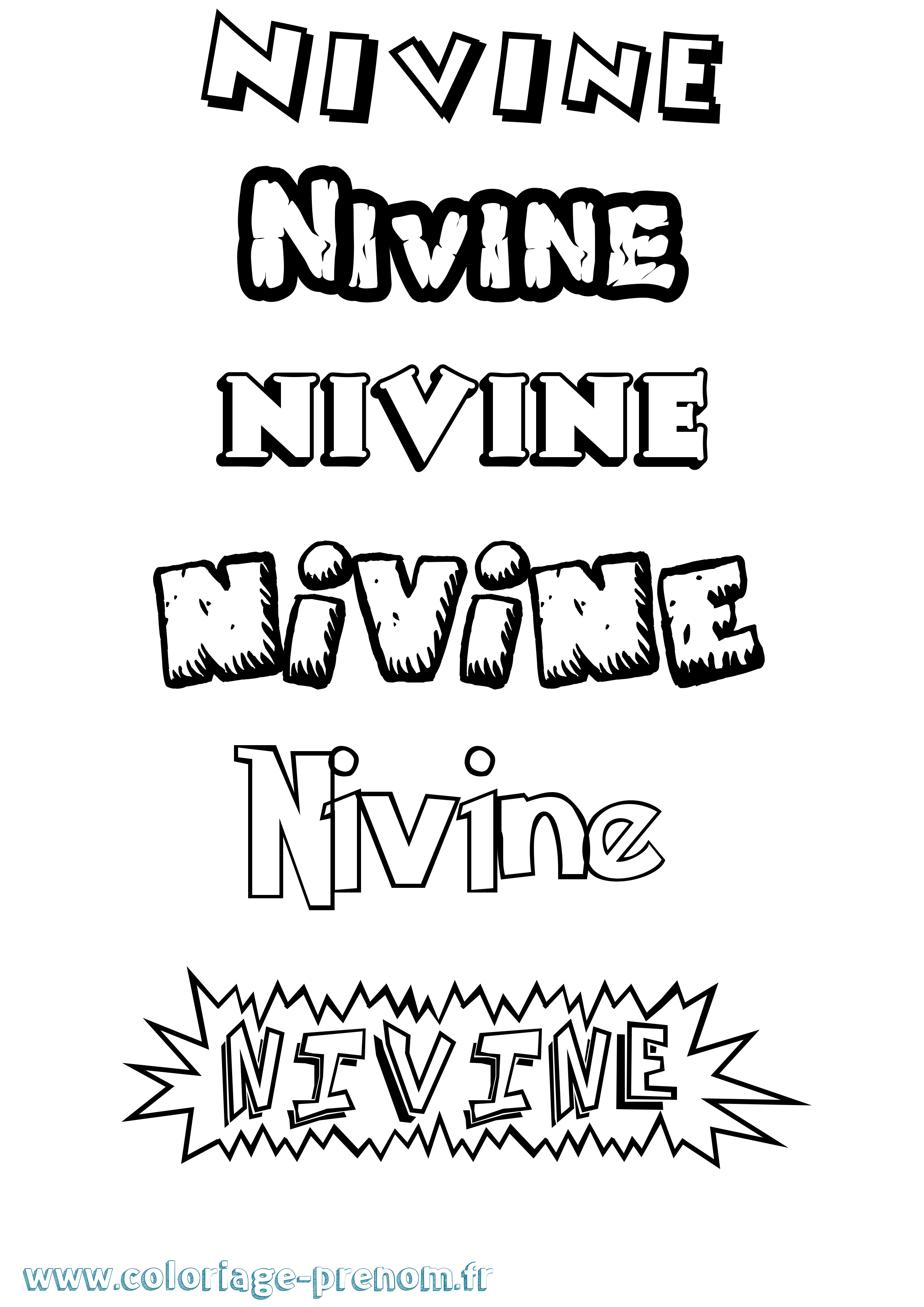 Coloriage Nivine Dessin Animé Coloriage prénom Nivine Dessin Animé