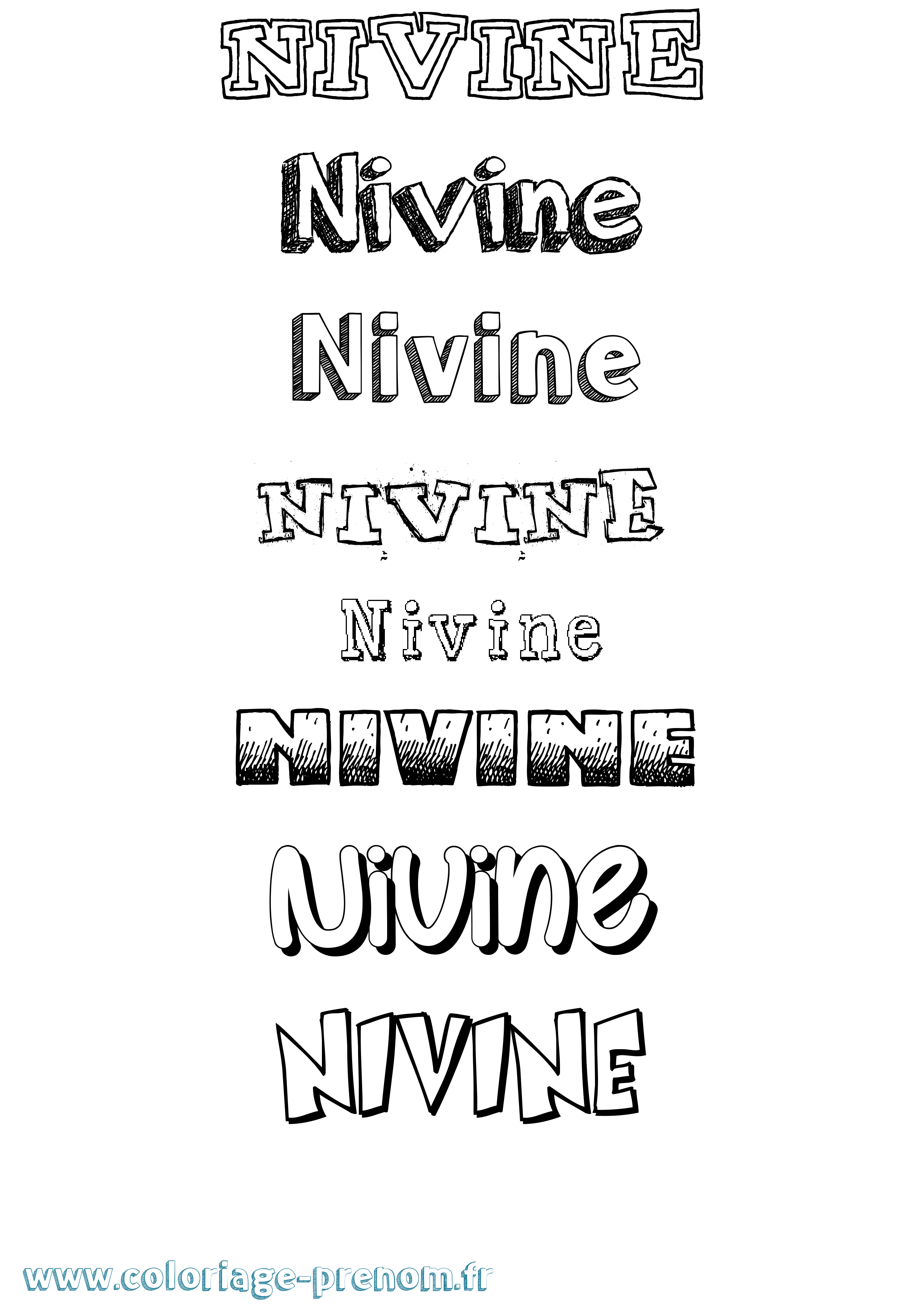 Coloriage Nivine Dessiné Coloriage prénom Nivine Dessiné