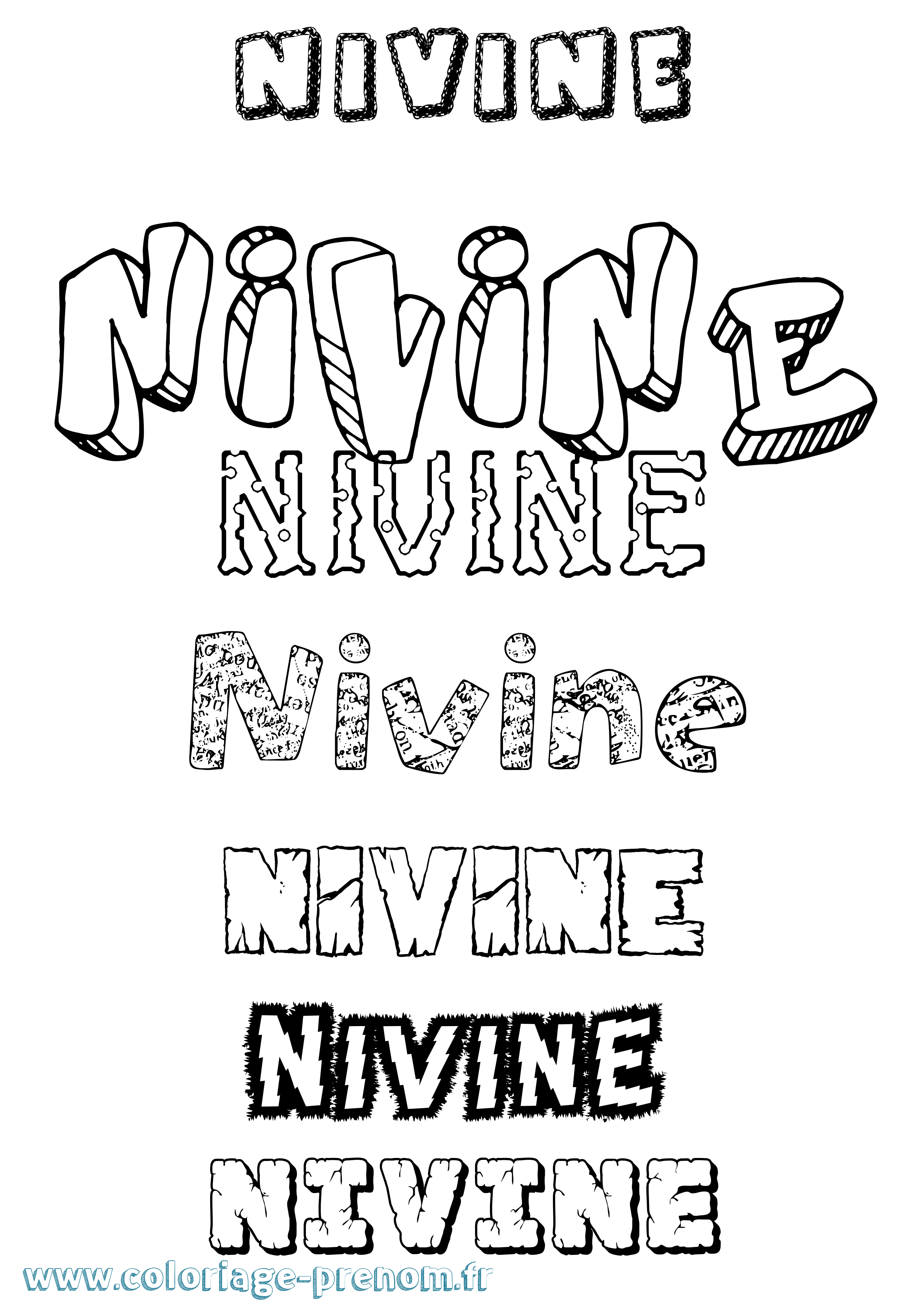 Coloriage Nivine Destructuré Coloriage prénom Nivine Destructuré