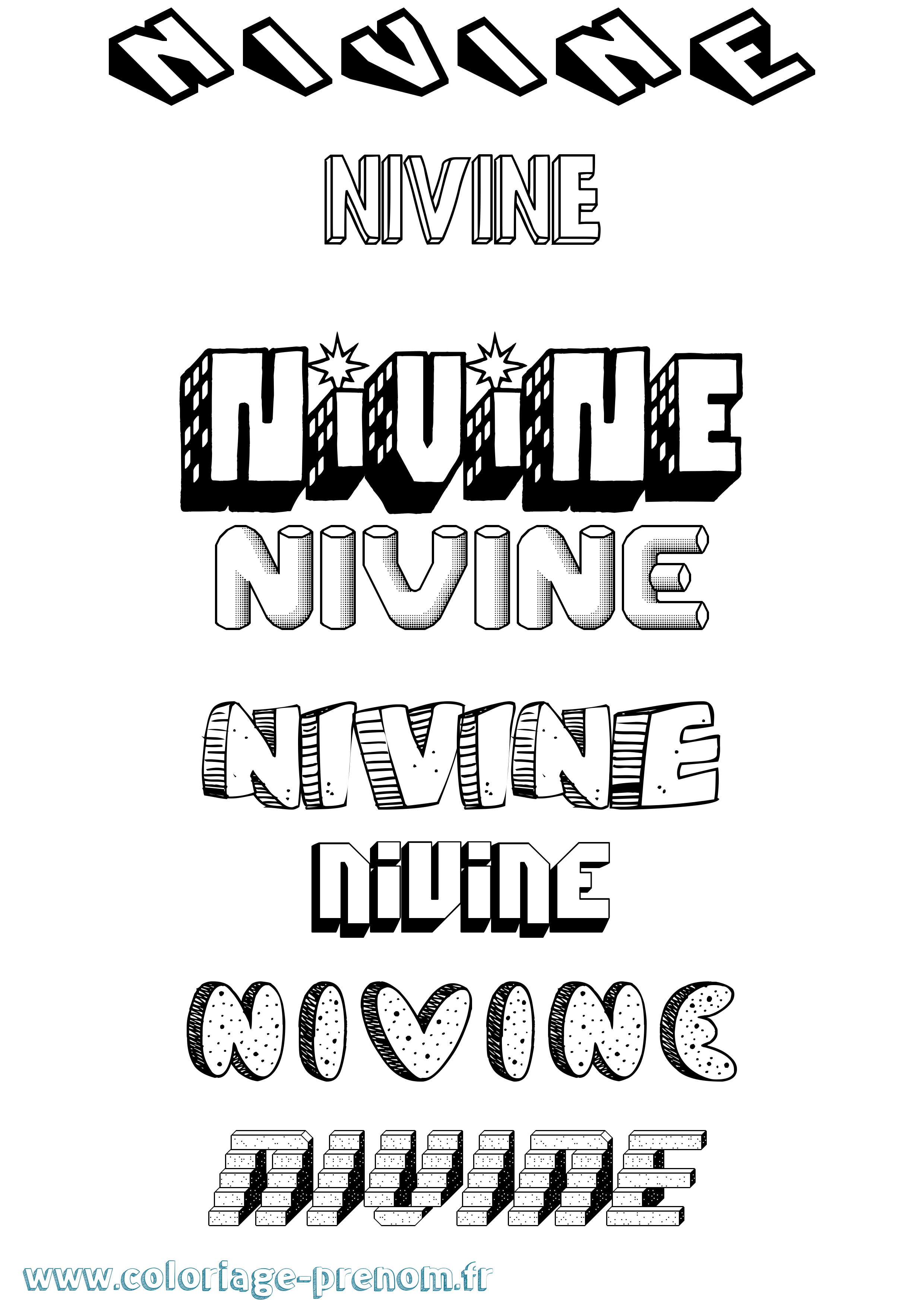 Coloriage Nivine Effet 3D Coloriage prénom Nivine Effet 3D