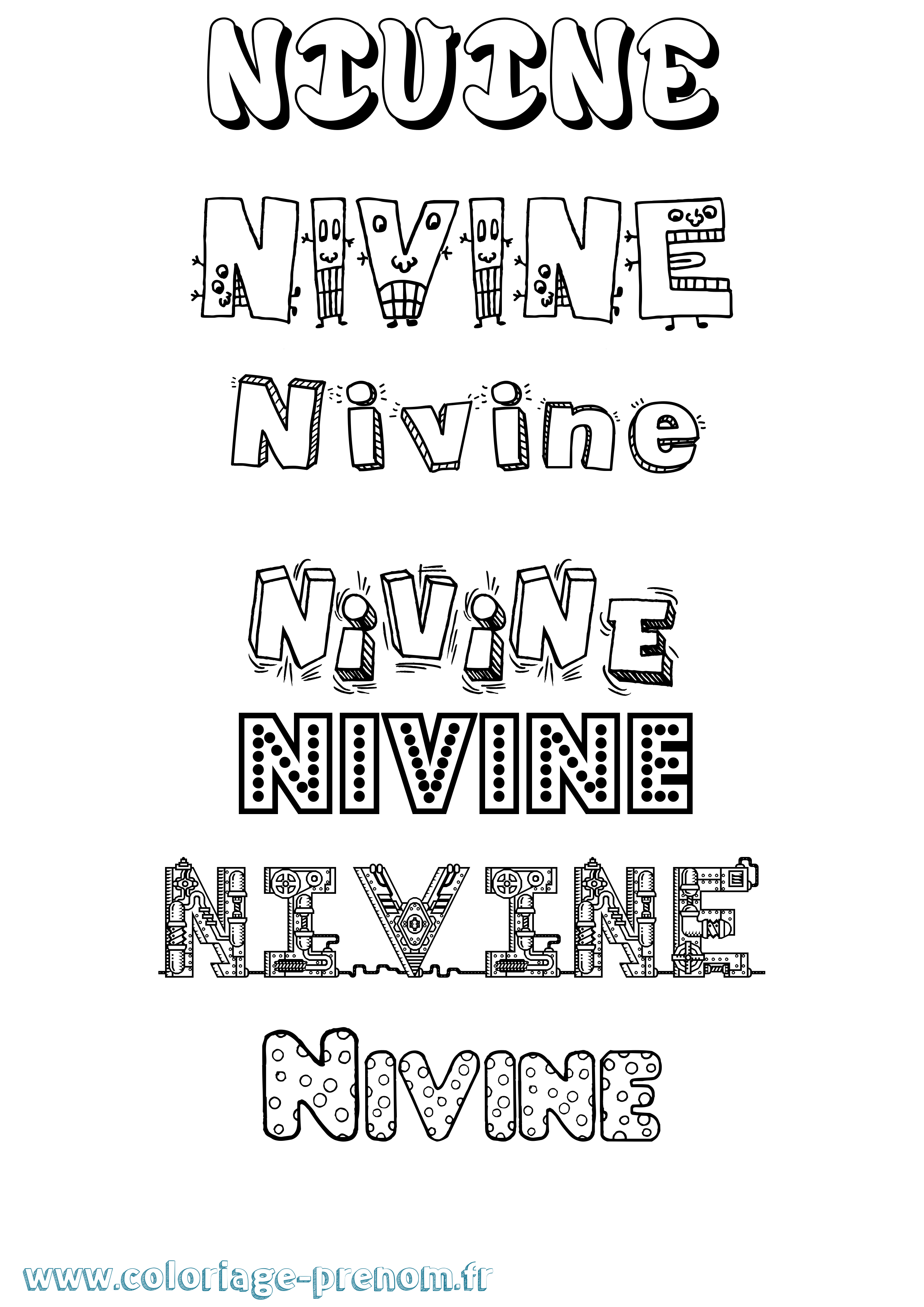 Coloriage Nivine Fun Coloriage prénom Nivine Fun