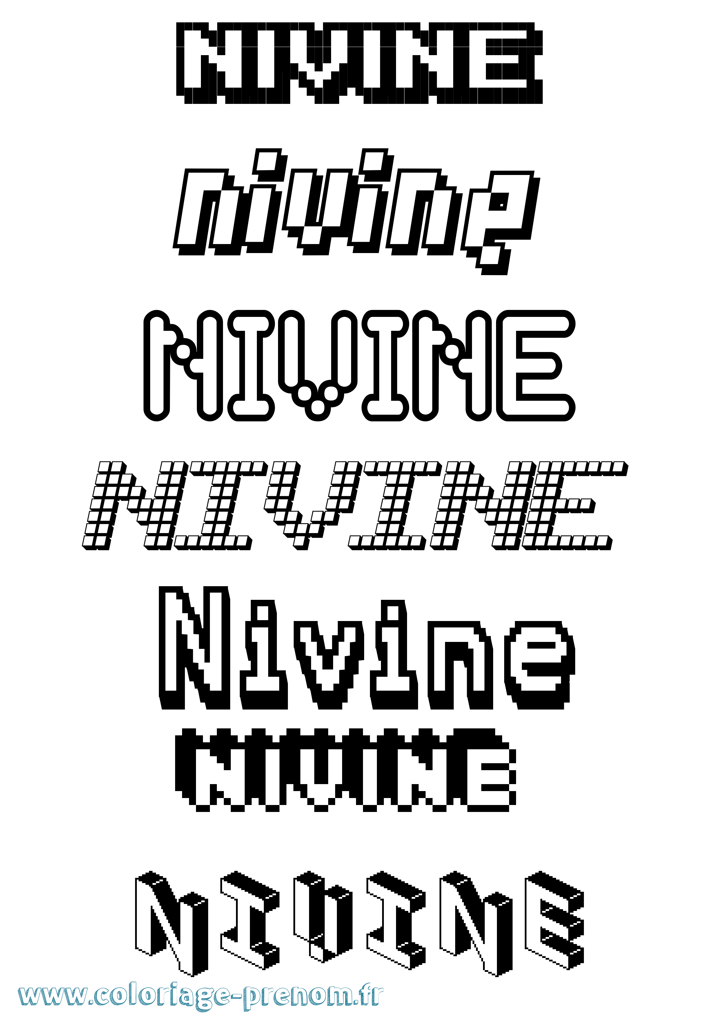 Coloriage Nivine Pixel Coloriage prénom Nivine Pixel