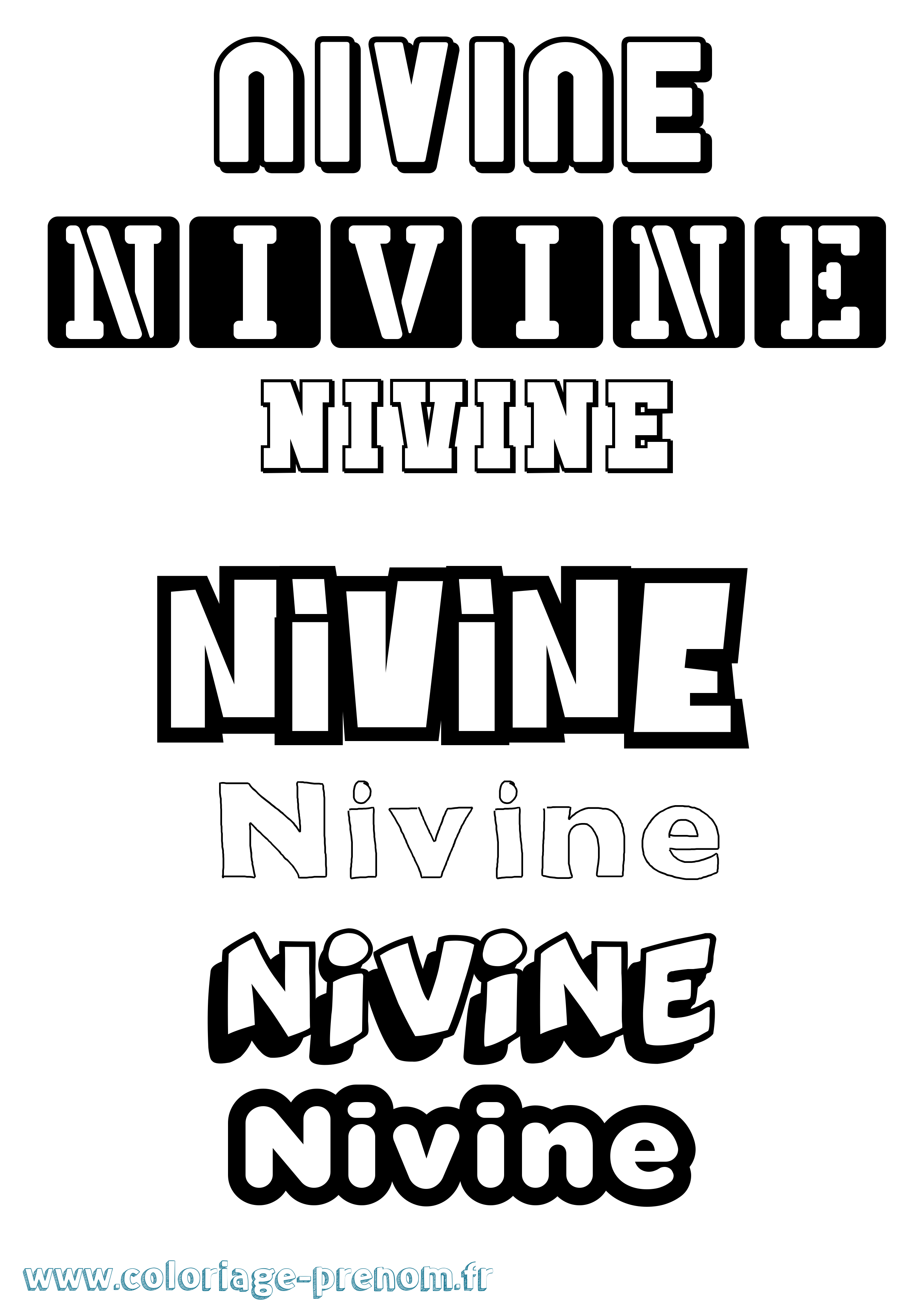 Coloriage Nivine Simple Coloriage prénom Nivine Simple