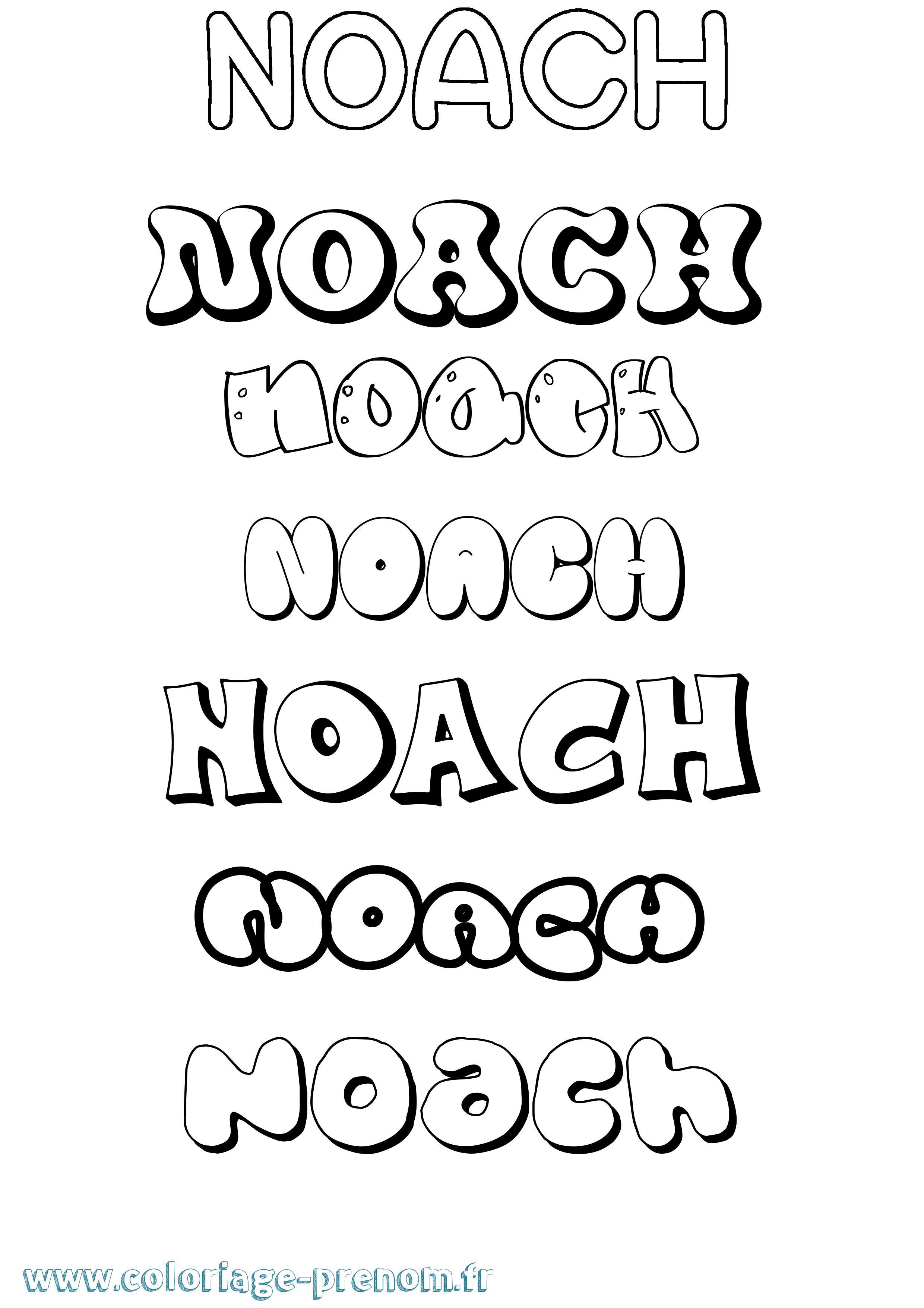 Coloriage Noach Bubble Coloriage prénom Noach Bubble