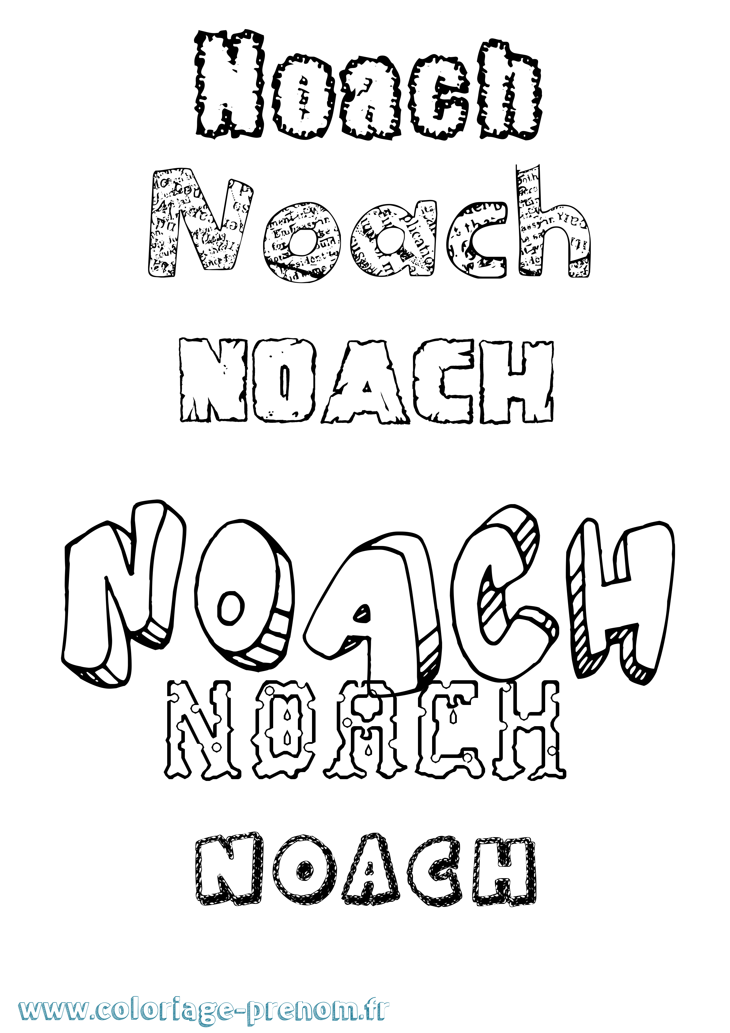 Coloriage Noach Destructuré Coloriage prénom Noach Destructuré