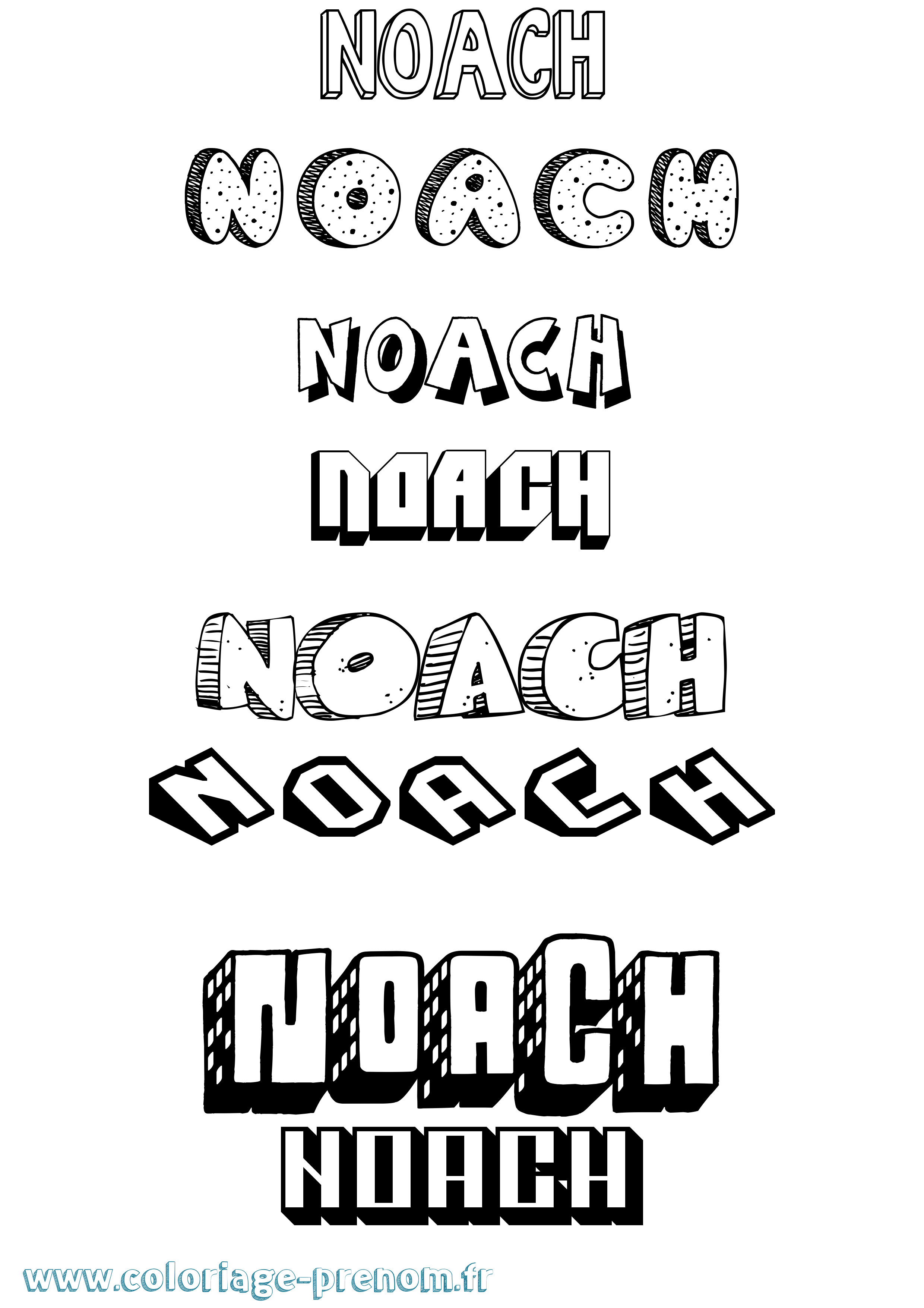 Coloriage Noach Effet 3D Coloriage prénom Noach Effet 3D