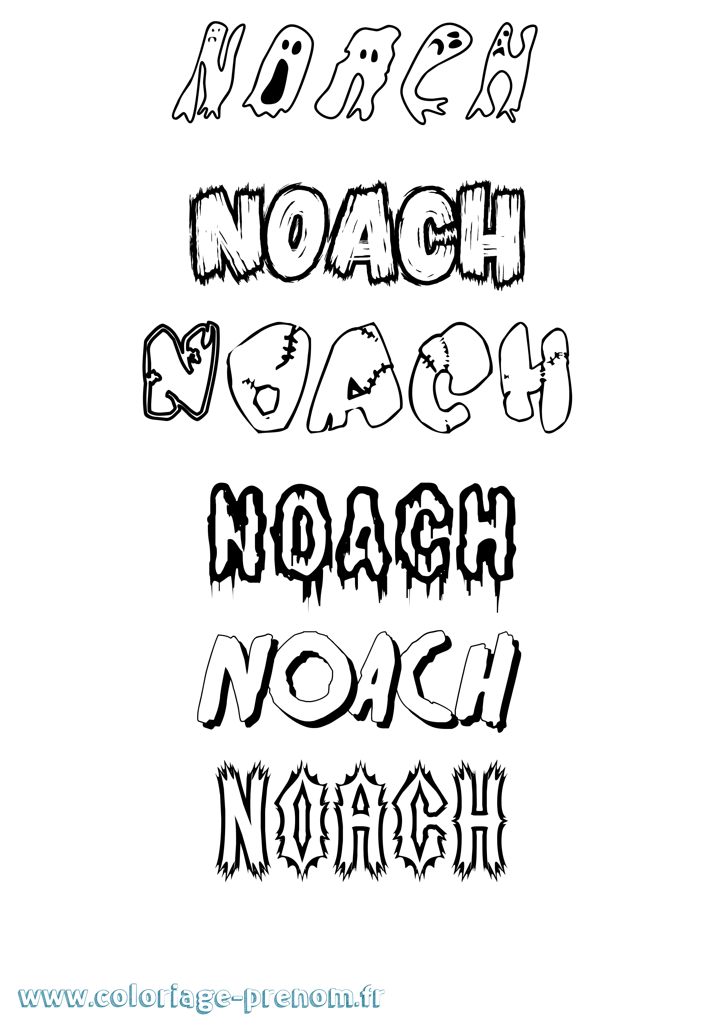 Coloriage Noach Frisson Coloriage prénom Noach Frisson