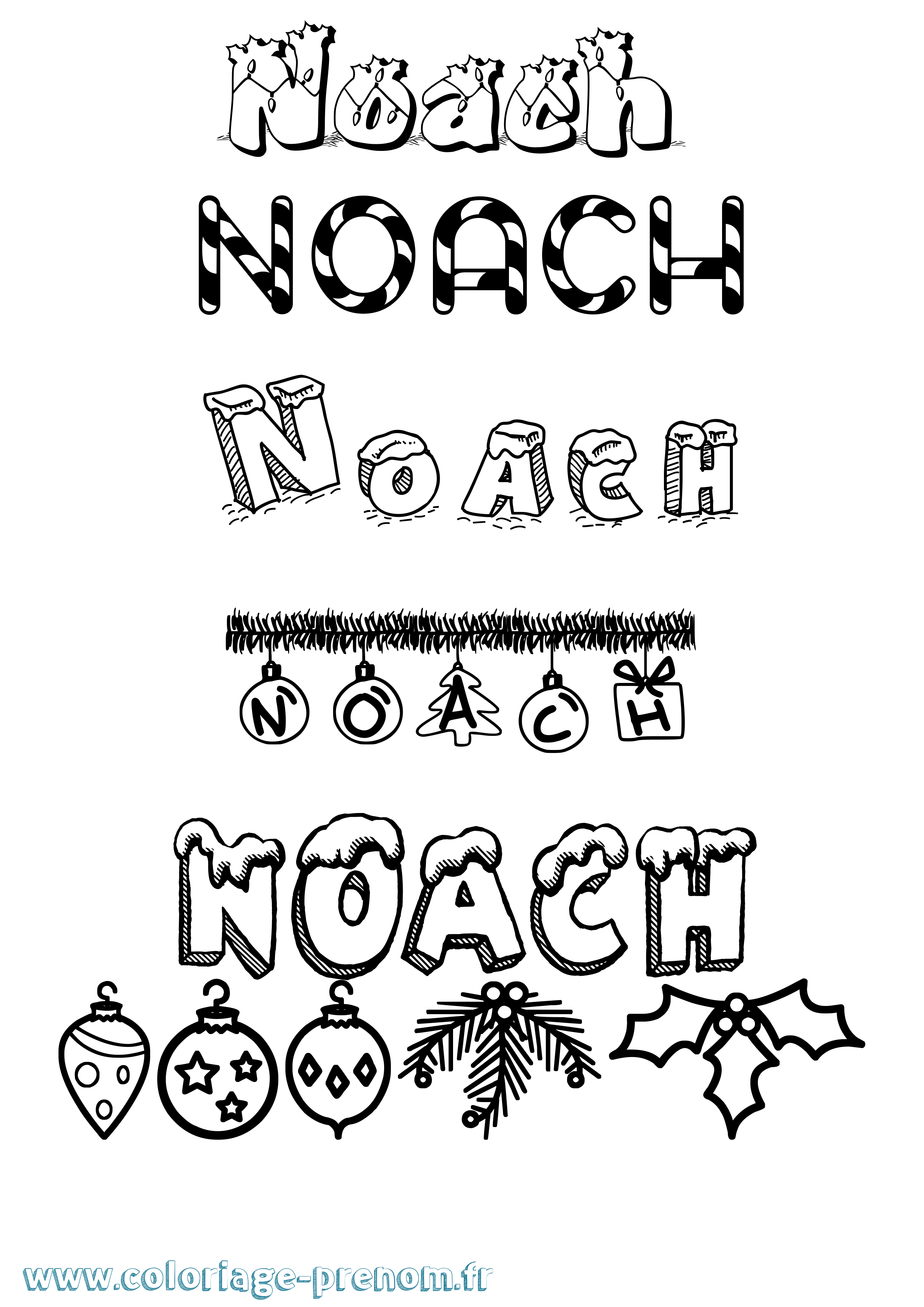 Coloriage Noach Noël Coloriage prénom Noach Noël