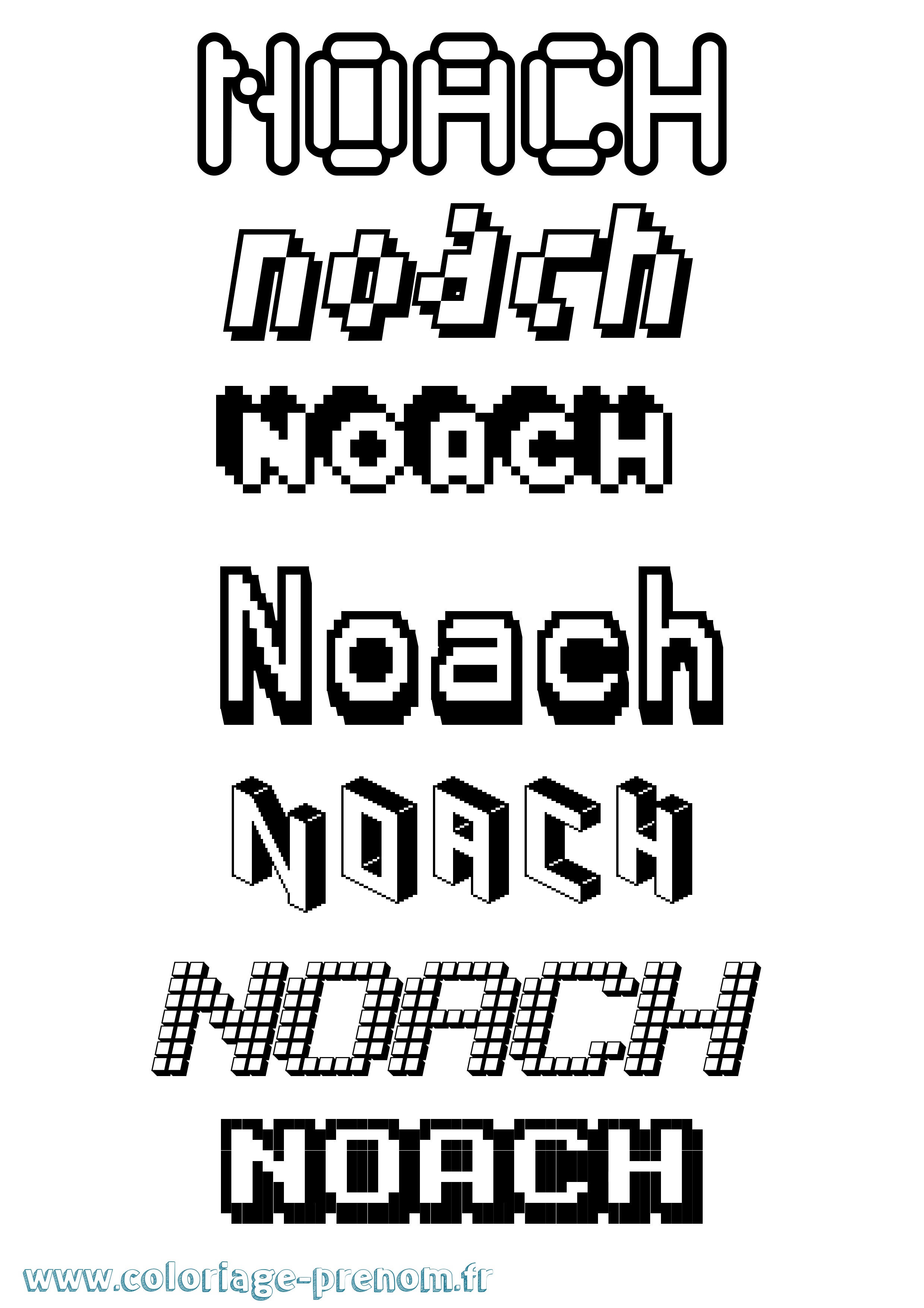 Coloriage Noach Pixel Coloriage prénom Noach Pixel