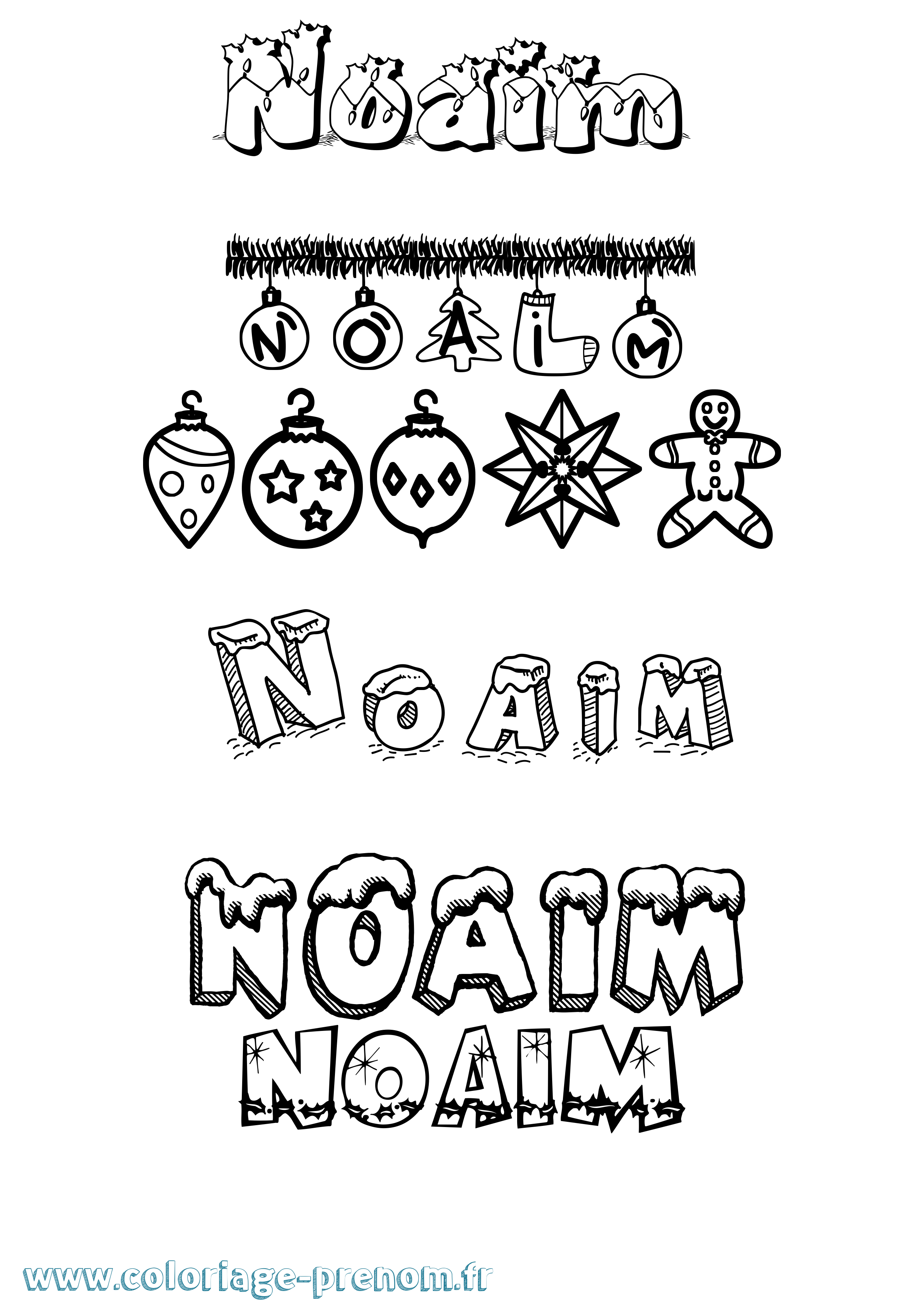 Coloriage Noaim Noël Coloriage prénom Noaim Noël