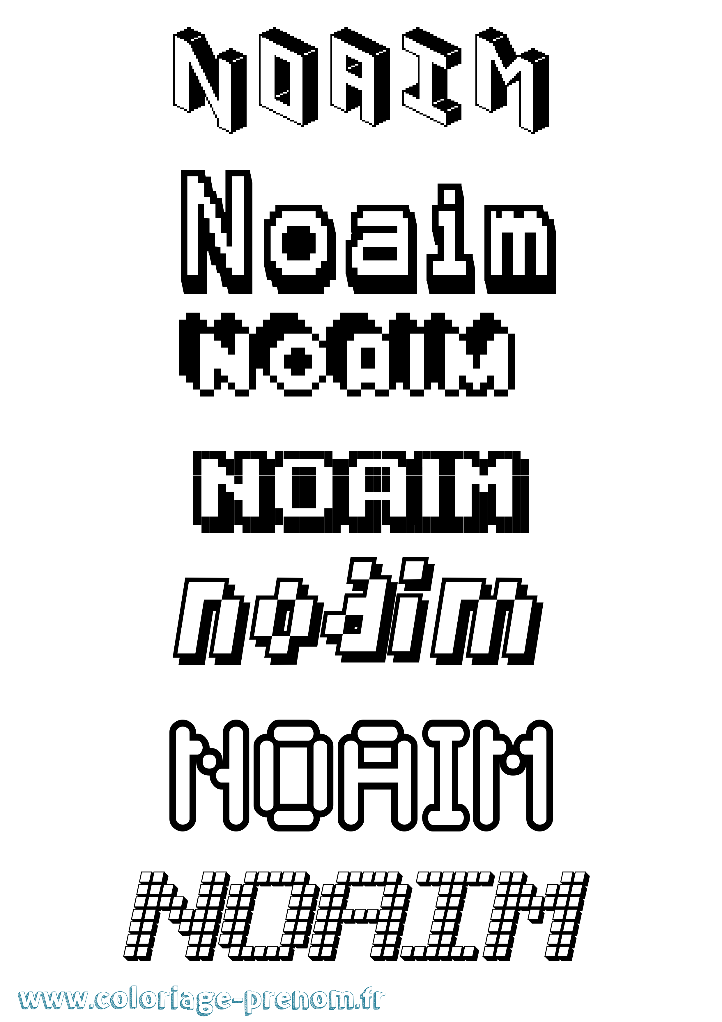 Coloriage Noaim Pixel Coloriage prénom Noaim Pixel