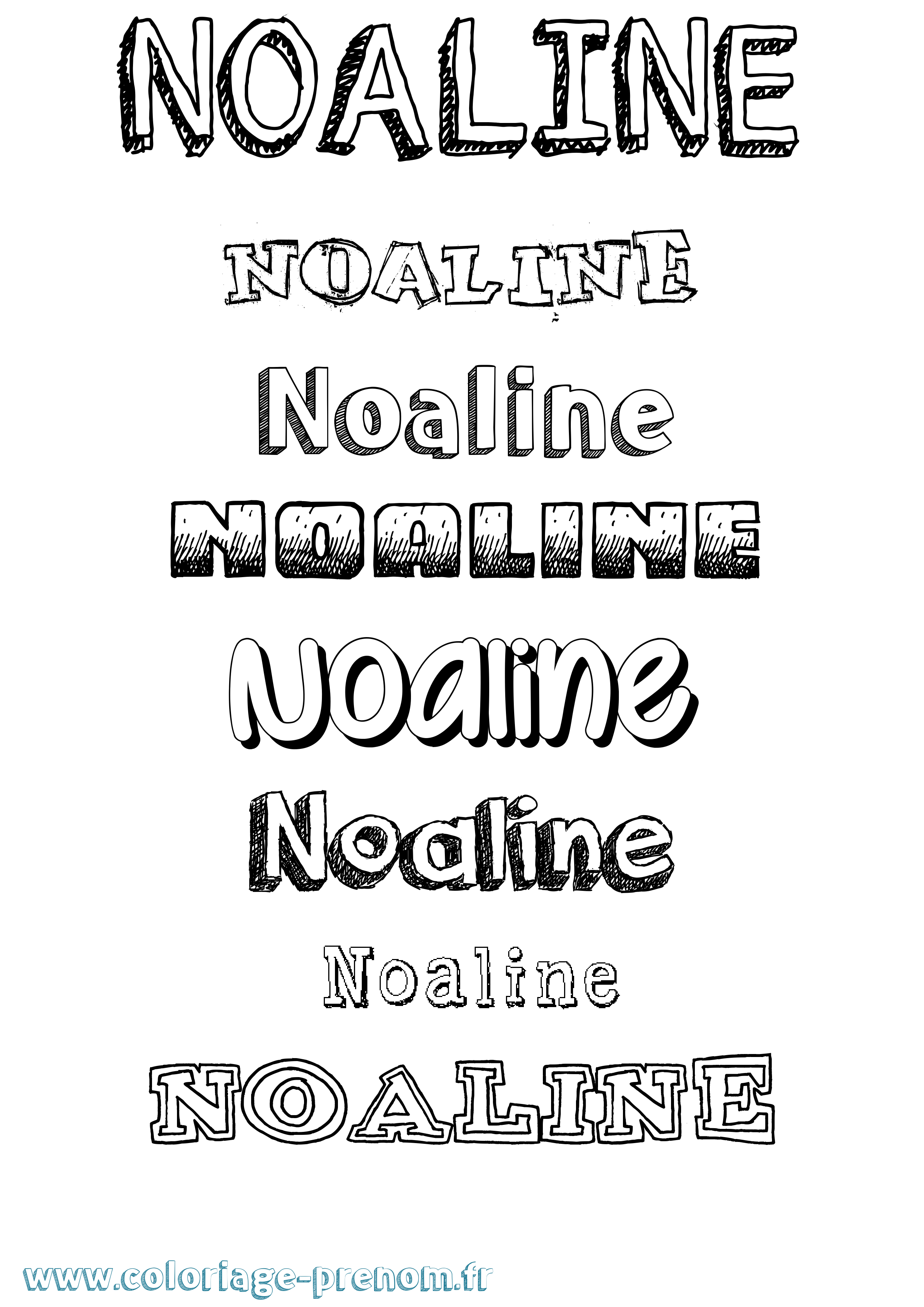 Coloriage Noaline Dessiné Coloriage prénom Noaline Dessiné