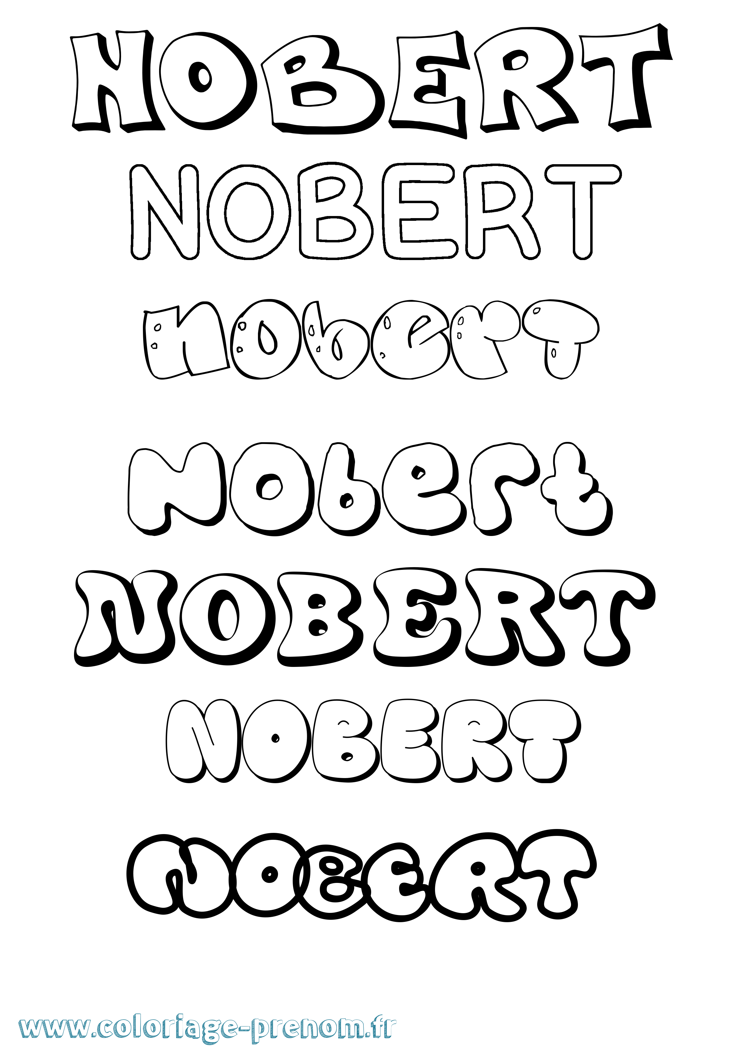 Coloriage Nobert Bubble Coloriage prénom Nobert Bubble